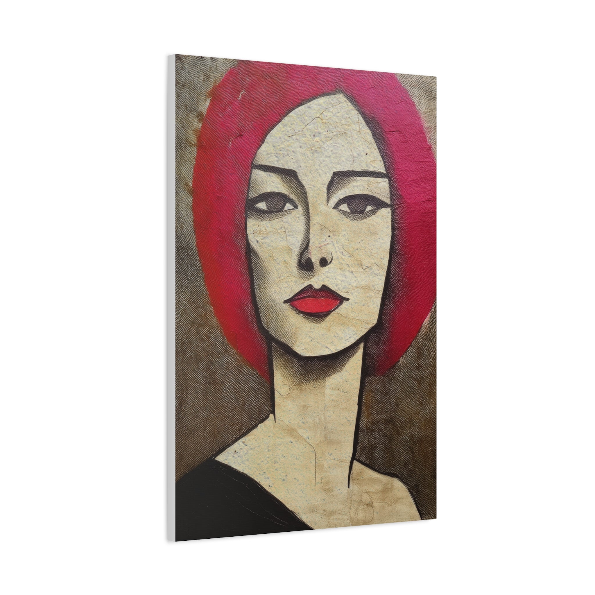 Abstract Woman Girl Portrait Pink Positive Print - Matte Canvas, Stretched, 1.25"