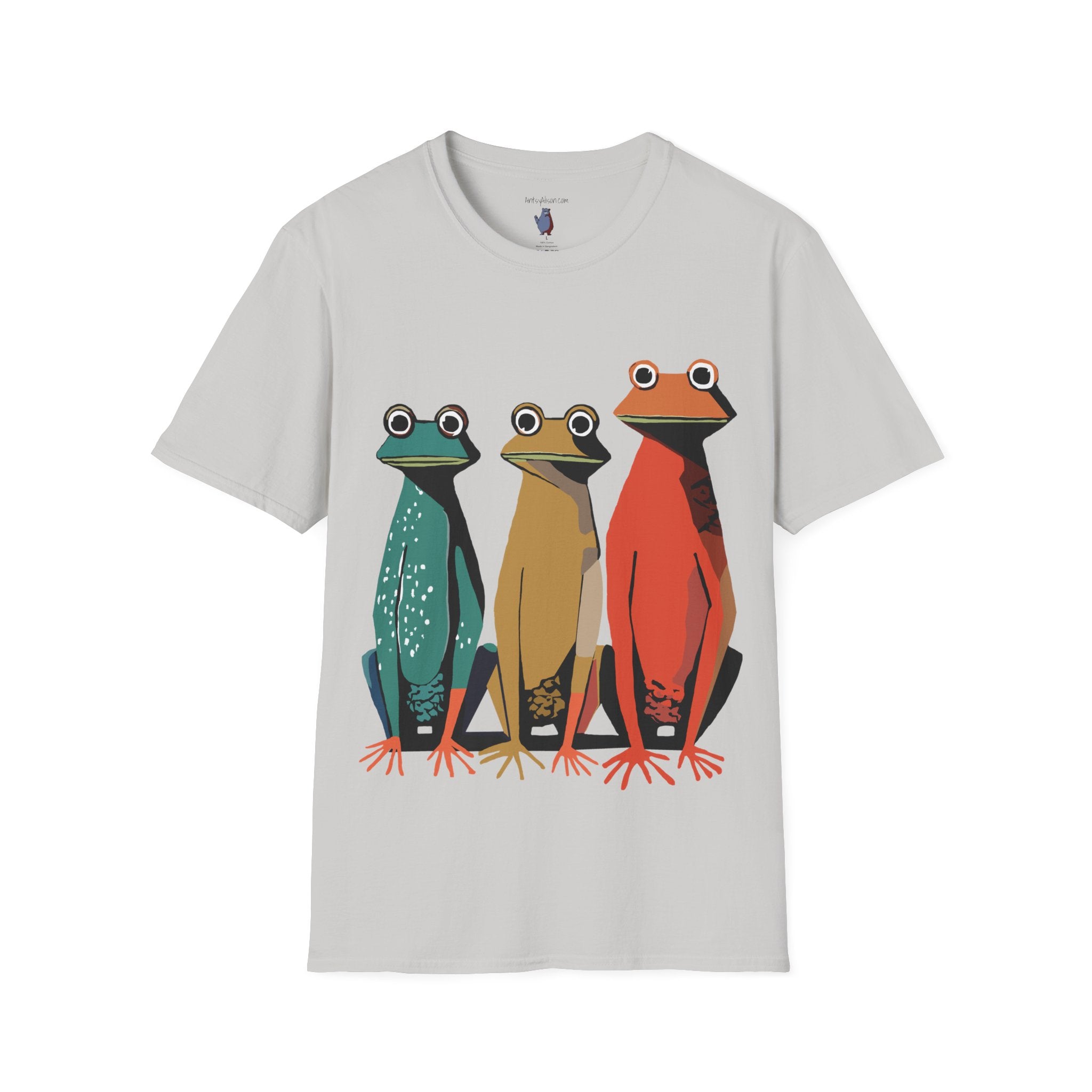 Three Frog Friends Graphic Art Print - 100% Cotton T-Shirt