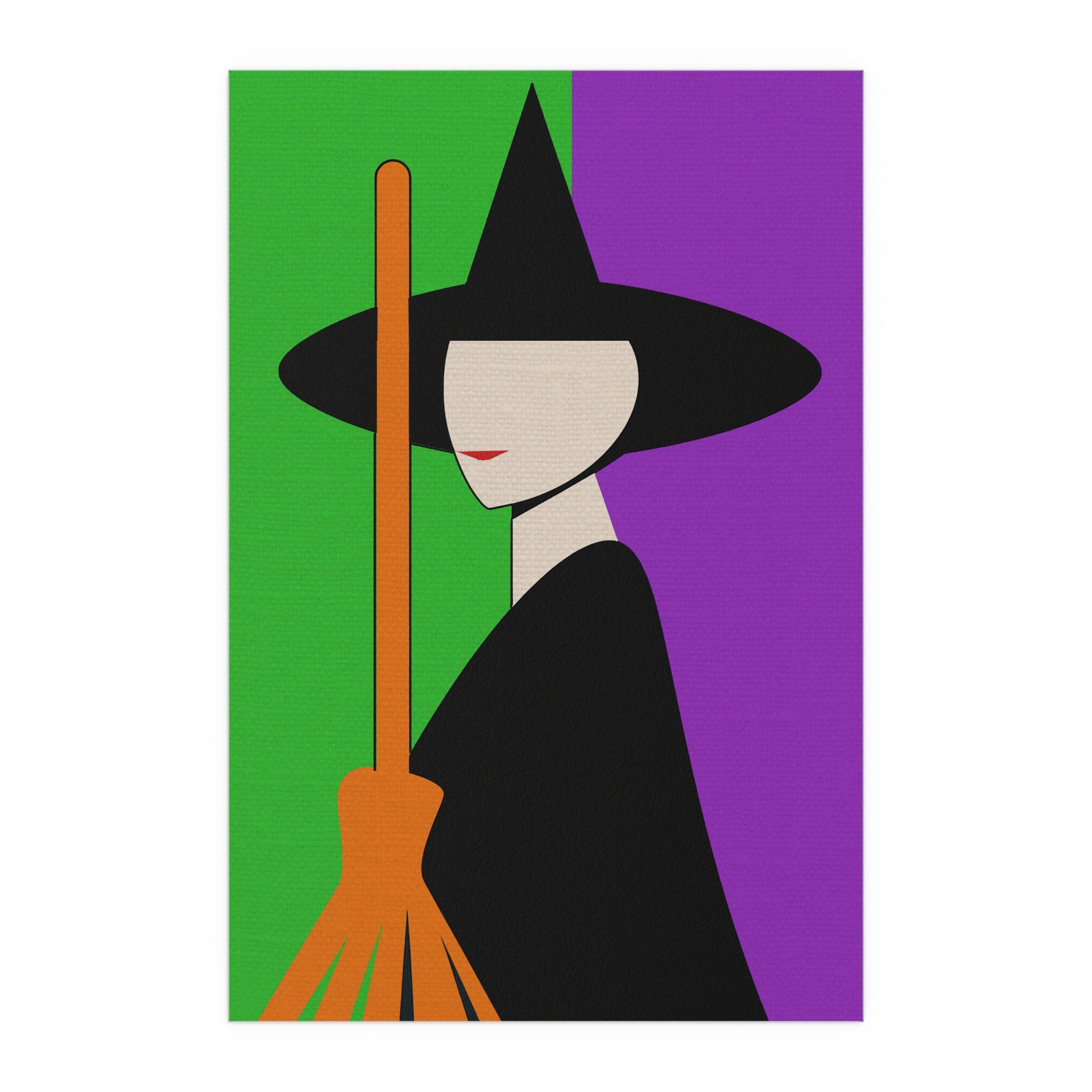 Midwest Mod Witch Silhouette Seasonal Silk Poster, Indoor and Outdoor Decor, Unique Home Decor, Seasonal Decor, Halloween, Witch, Broom