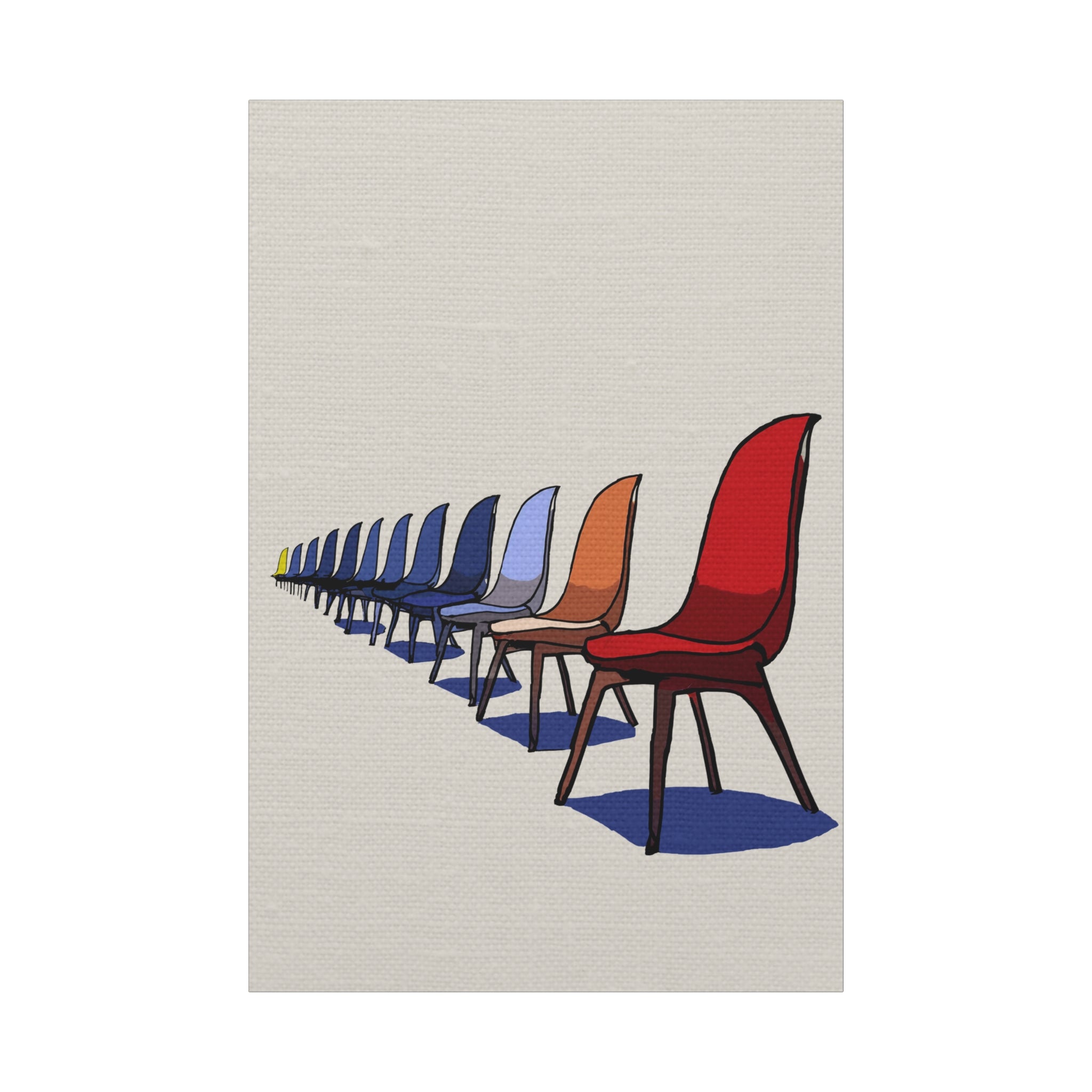 Midwest Modern Pop Art Style Mod Chairs in a Row Print - Matte Canvas, Stretched, 1.25"