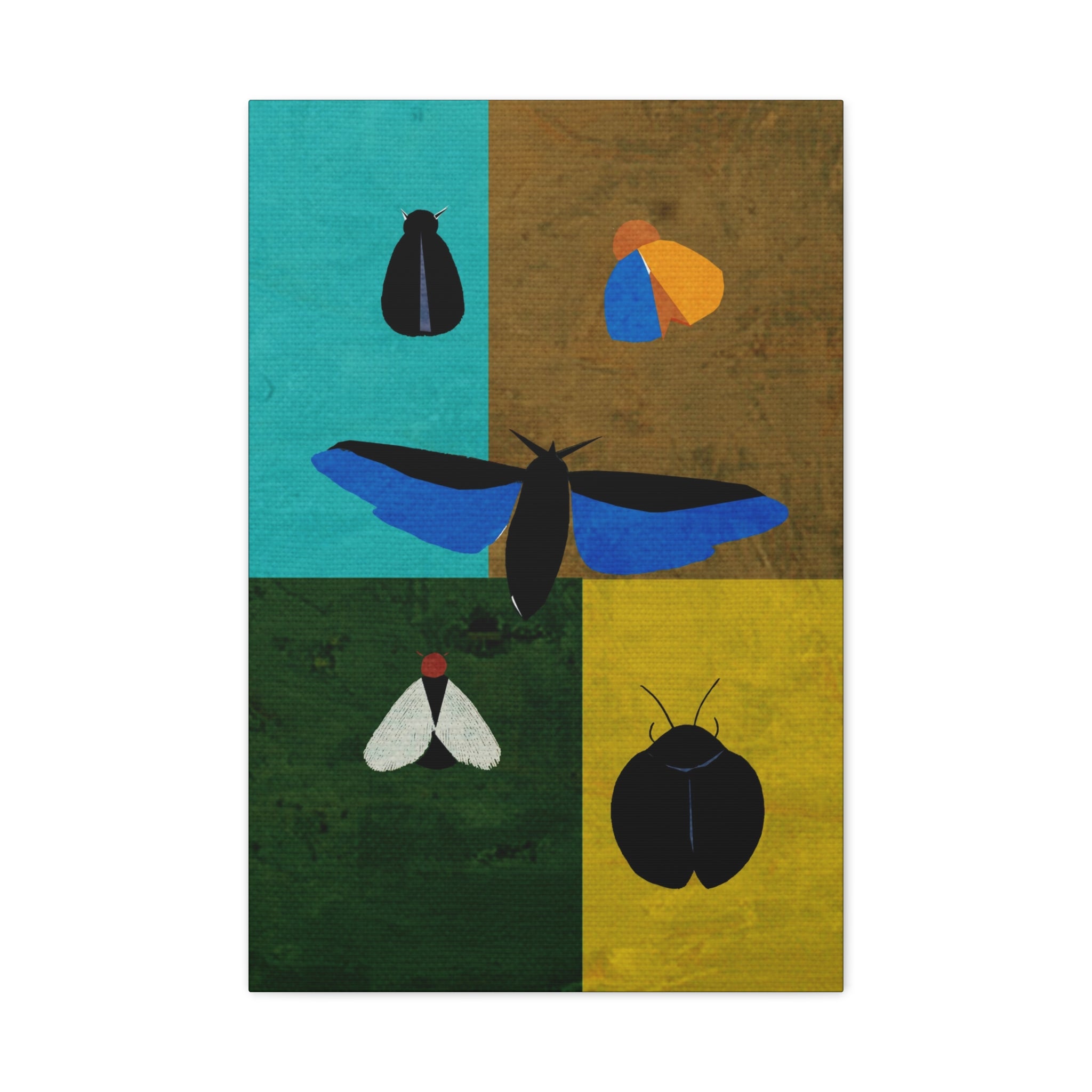 Midwest Modern Insects Grid Print - Matte Canvas, Stretched, 1.25" - insects, moths, bugs, modern, abstract