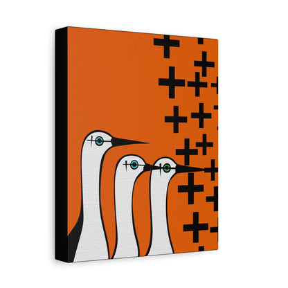 Midwest Modern Abstract Cranes Art Print  - Matte Canvas, Stretched, 1.25"