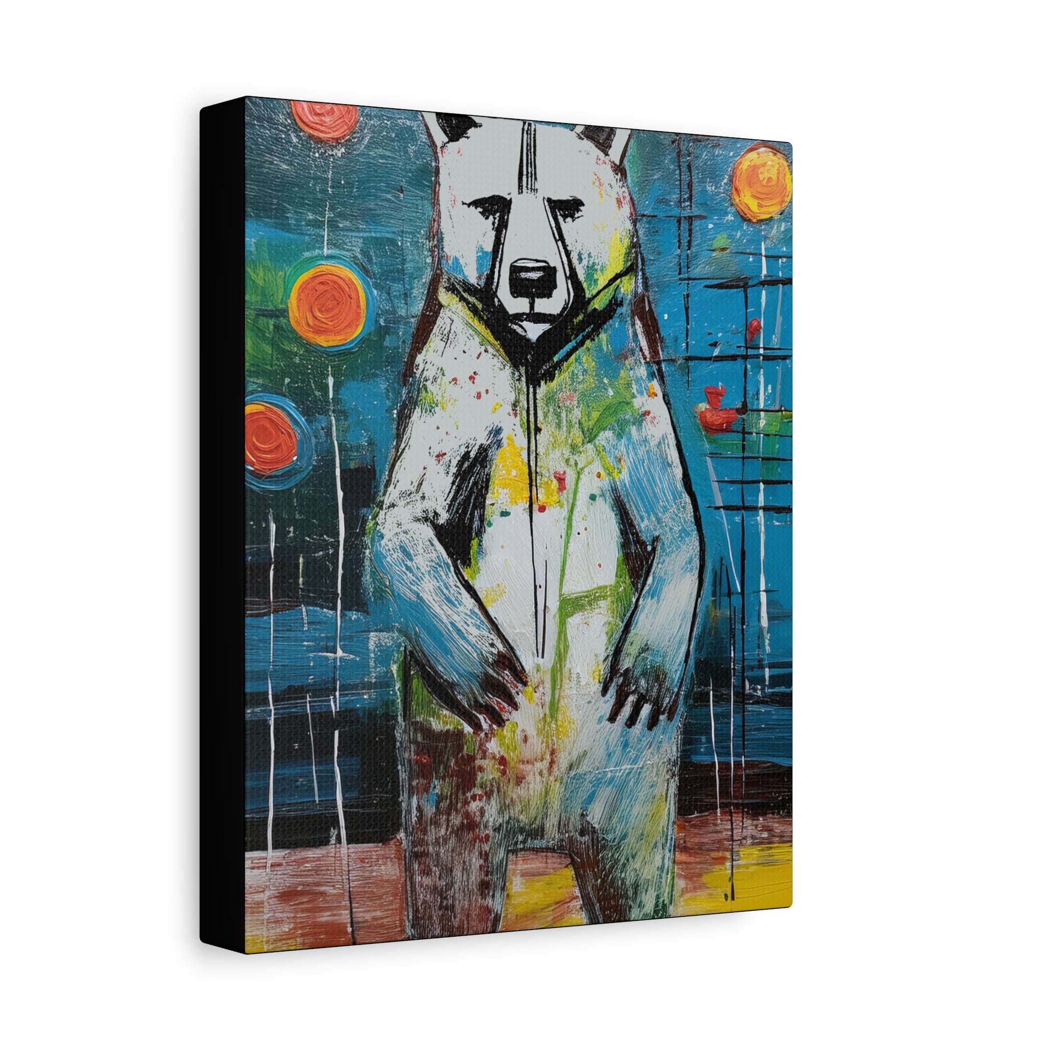 Midwest MCM Inspired Grizzly Bear Collaborative Abstract Modern Art Print Number Two - Matte Canvas, Stretched, 1.25"