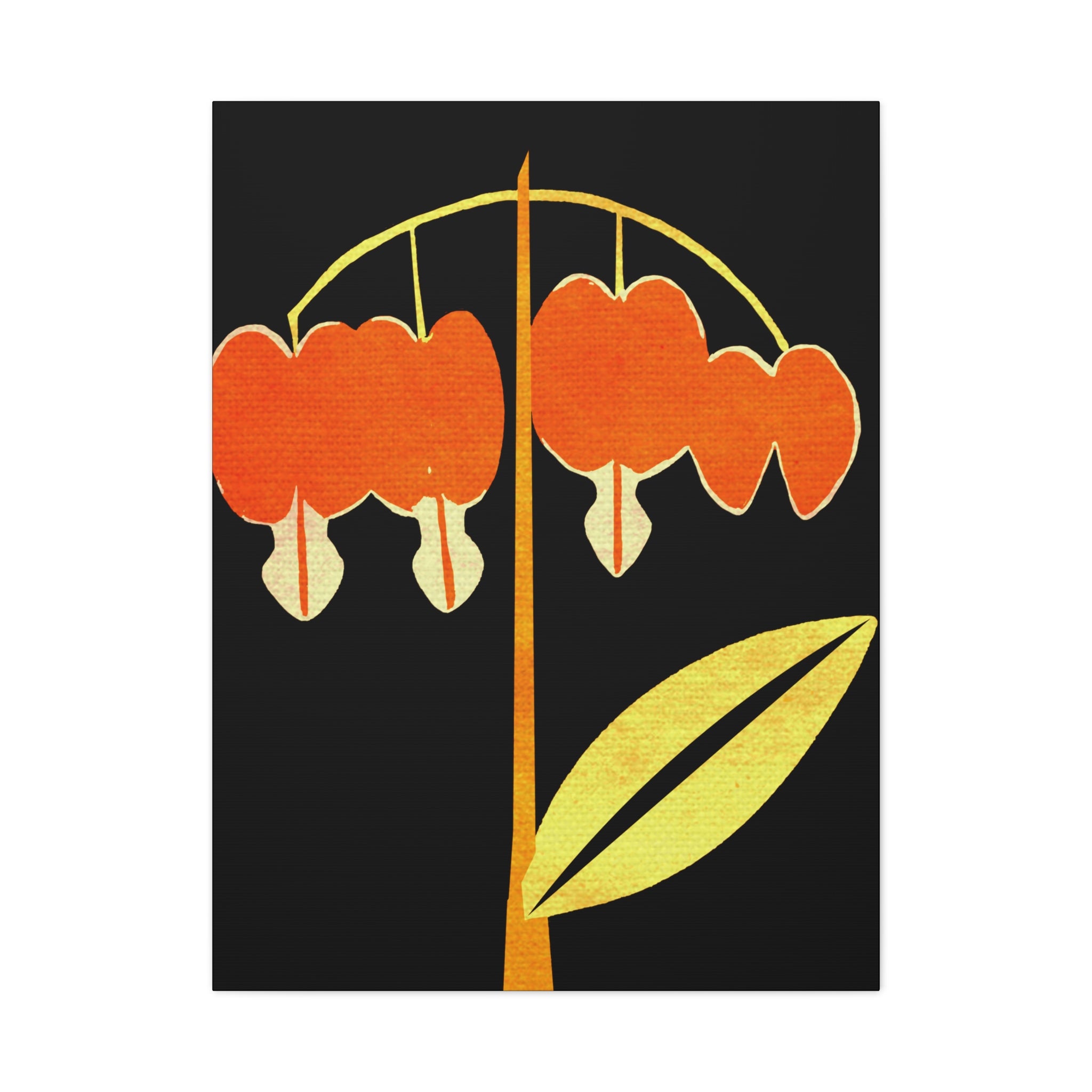 Midwest Modern Abstract Bleeding Heart Plant Print - Matte Canvas, Stretched, 1.25"
