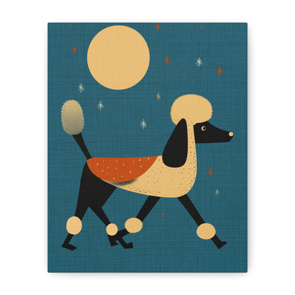 Midwest Modern Nighttime Poodle Art Print - Matte Canvas, Stretched, 1.25"