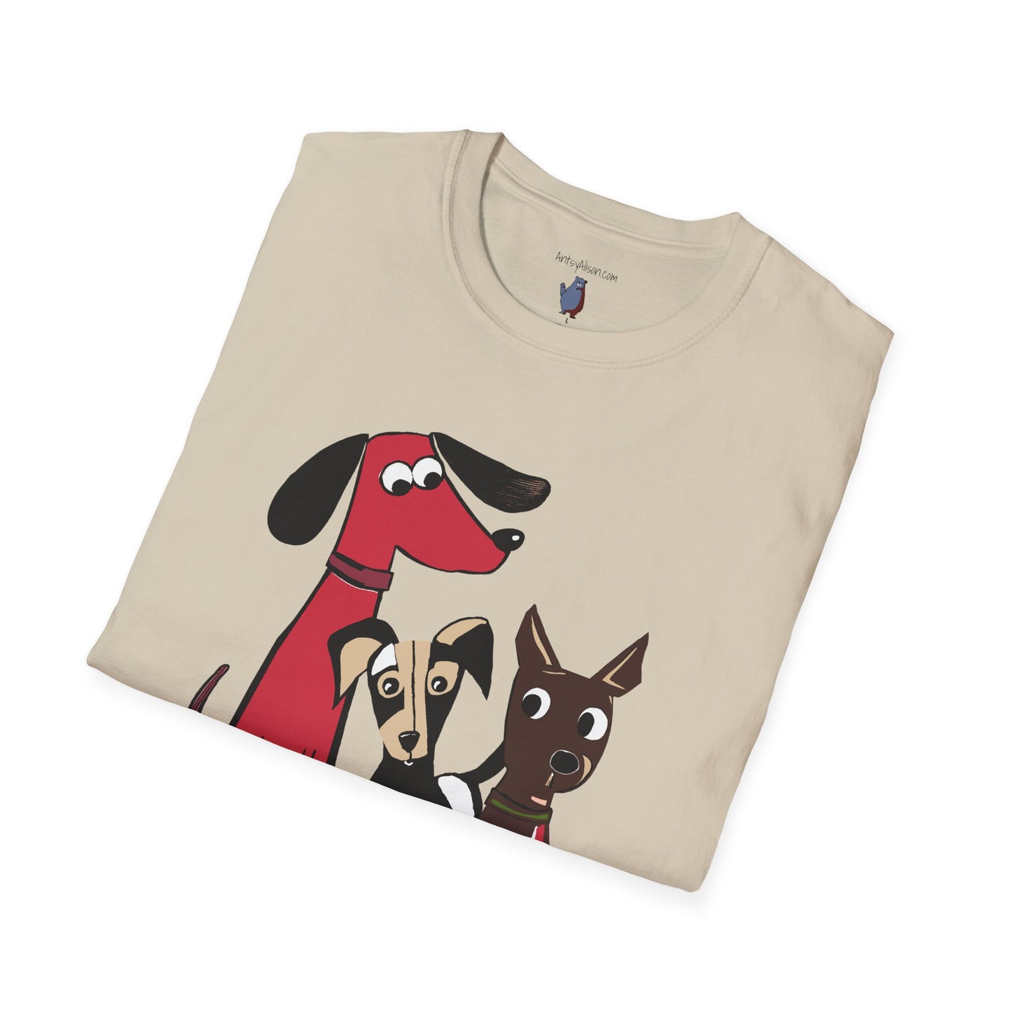 Retro Dog Trio Graphic Art - 100% Cotton T-Shirt