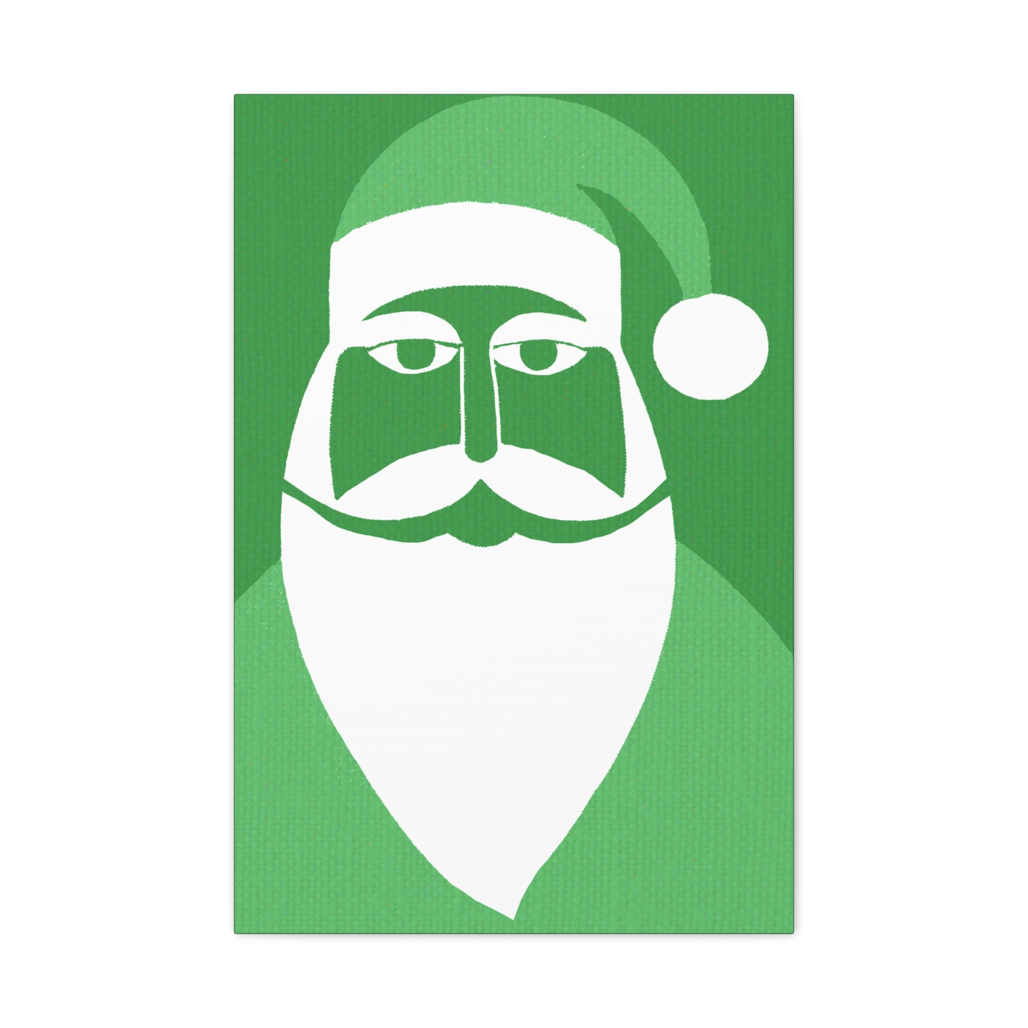 Midwest Mod Holiday Wintergreen Santa Print- Matte Canvas, Stretched, 1.25", holiday decor, Christmas, Santa, Wintergreen, Claus, Kirs Kringle