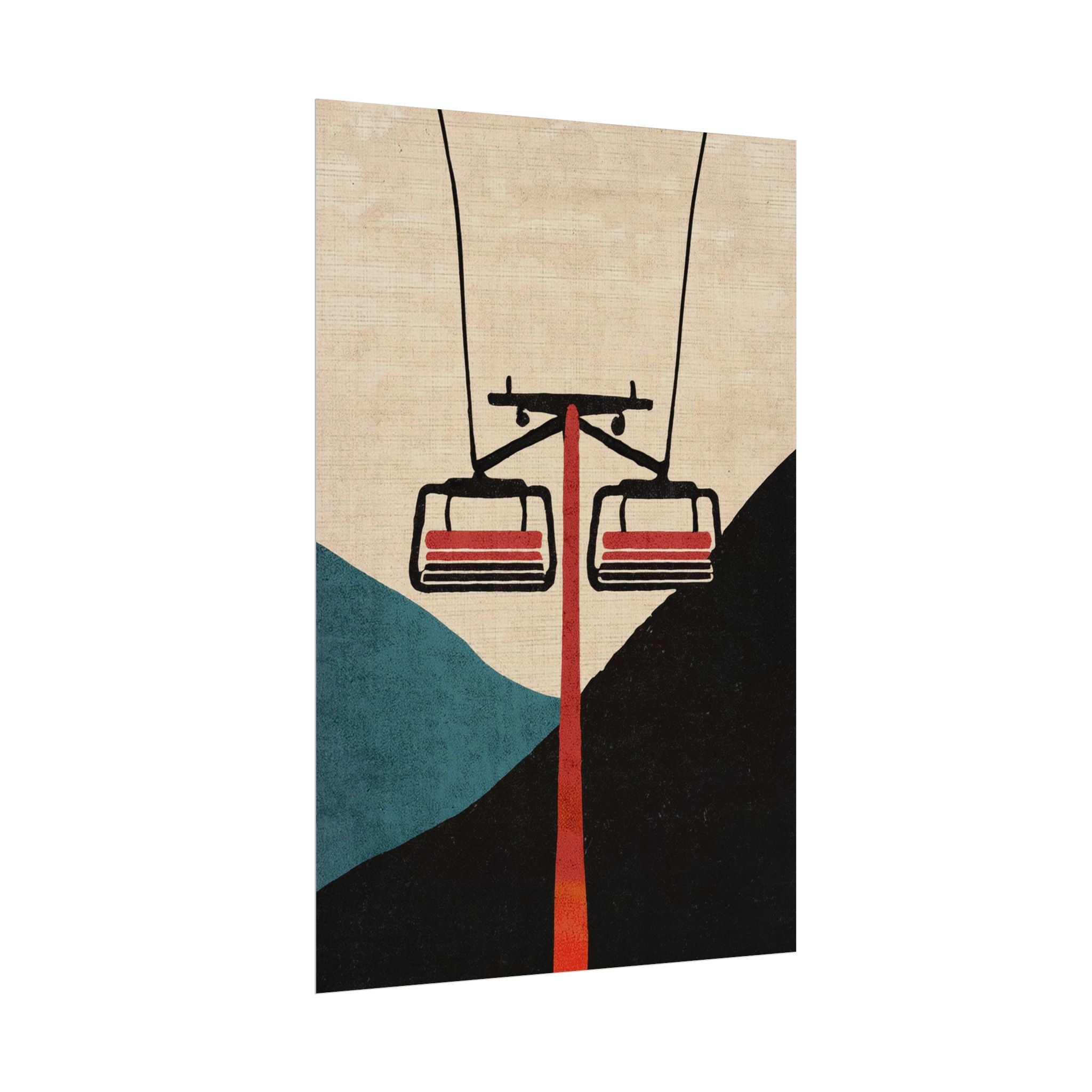 Midwest Mod Minimal Ski Lift Poster, Rolled Poster -  Ski, Ski Lift, Mountains, Snow, Winter, Sports