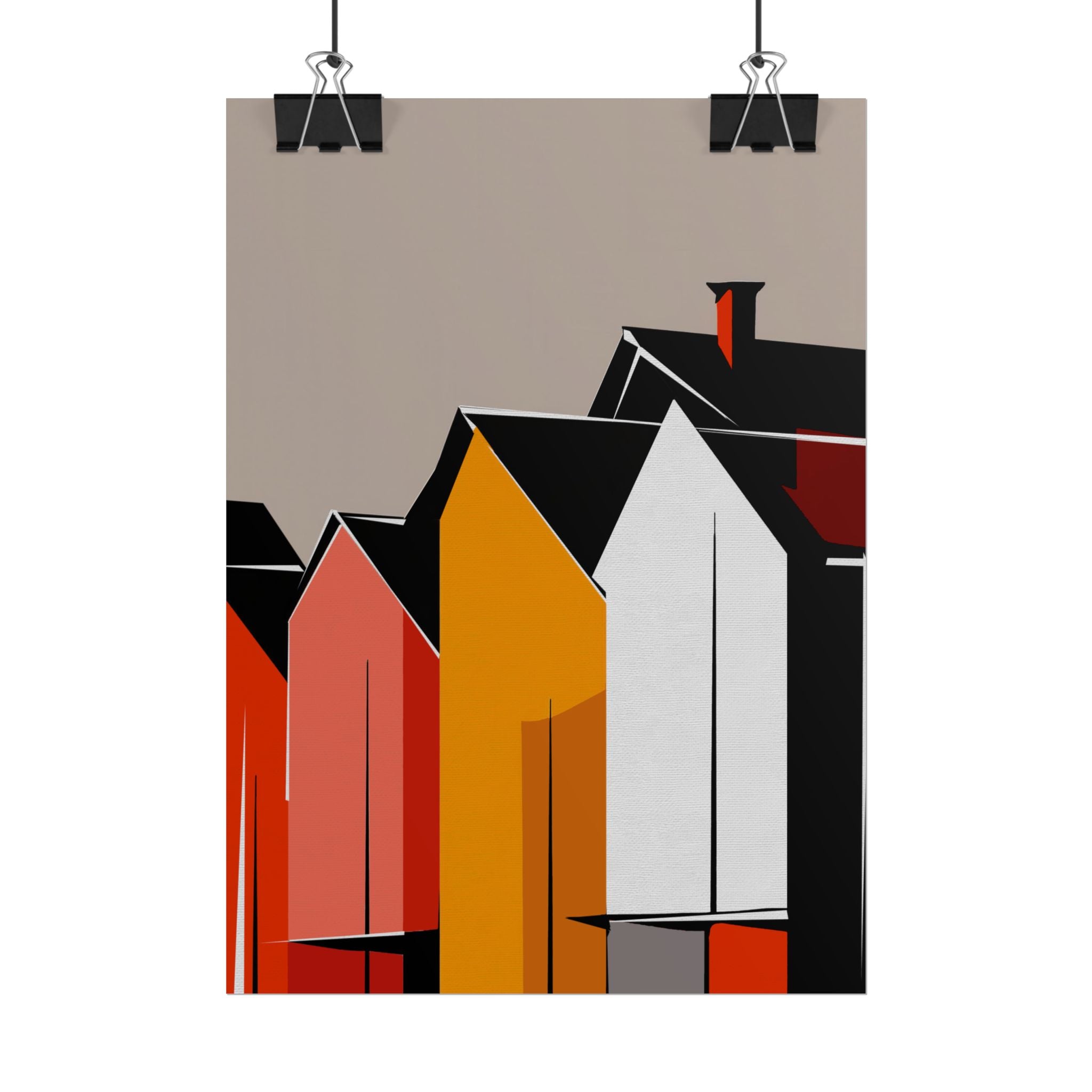 Mid Century Modern Inspired Houses Homes Art Print Rolled Poster | Wall Art, Midwest Mod, Prairie, Architecture