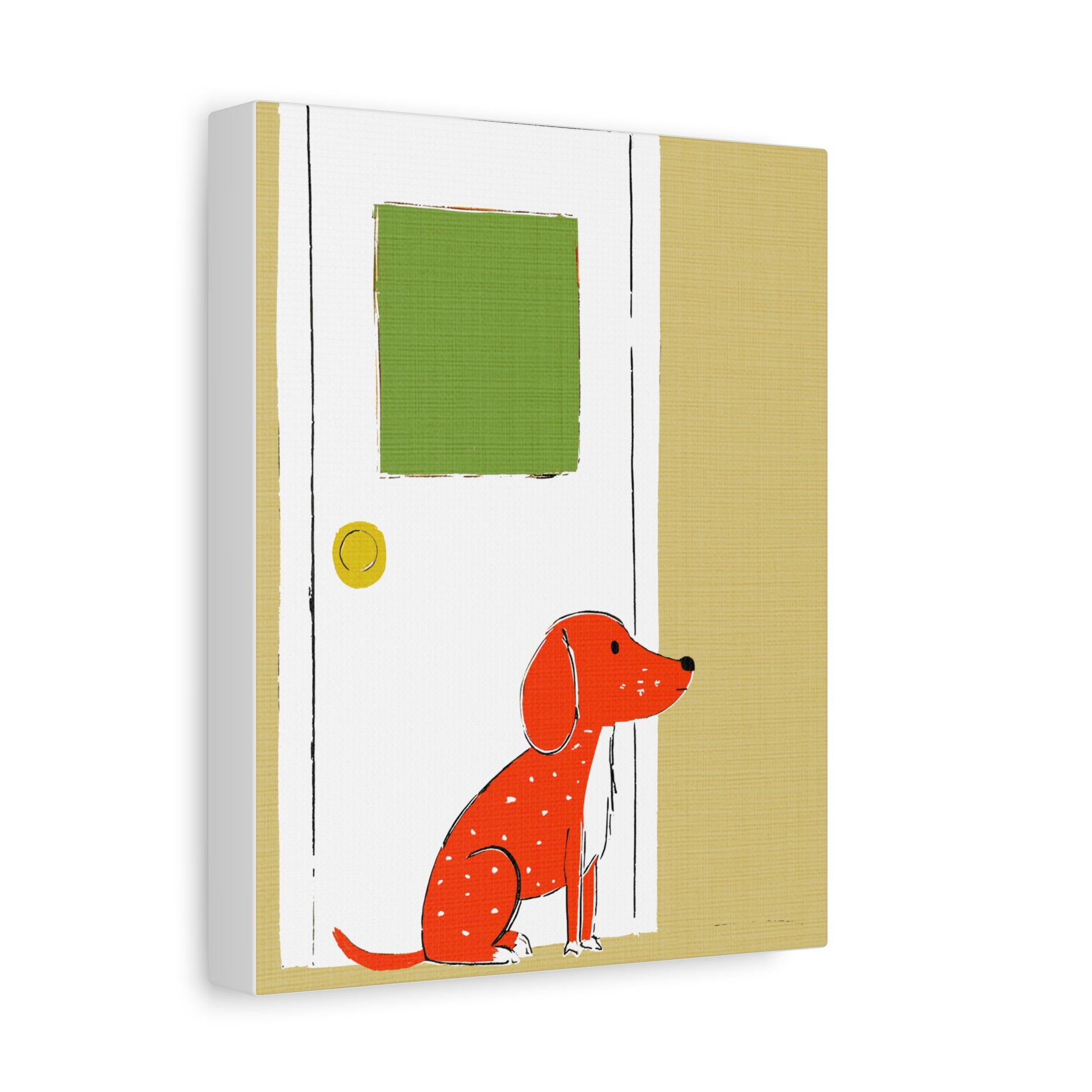 Midwest Mod Dog at Door Nursery Kids Art Print - Matte Canvas, Stretched, 1.25"