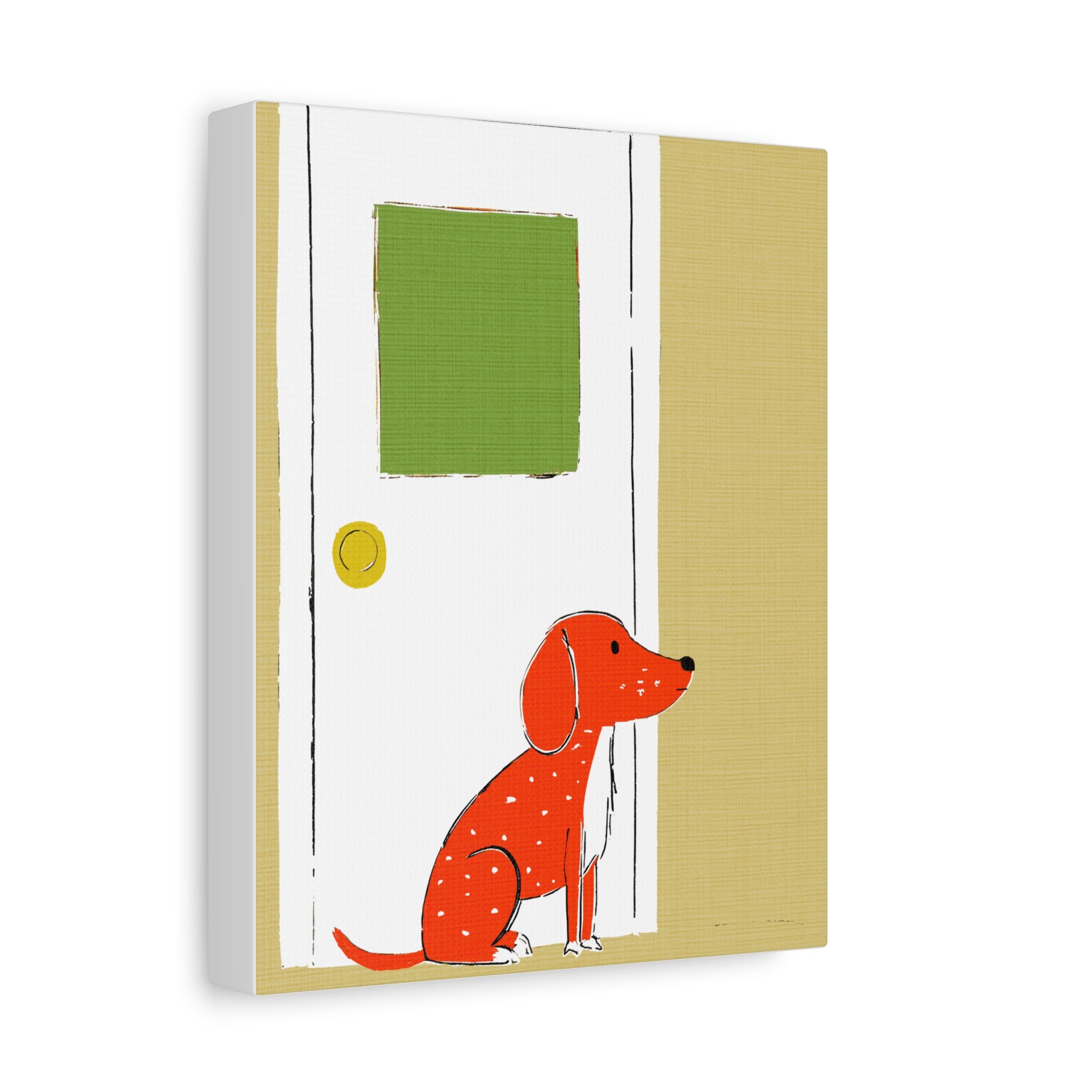 Midwest Mod Dog at Door Nursery Kids Art Print - Matte Canvas, Stretched, 1.25"
