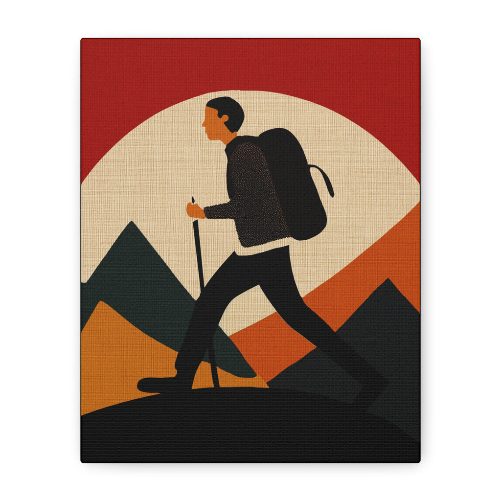 Midwest Modern Outdoor Activity HIKE Hiking Art Print - Matte Canvas, Stretched, 1.25"