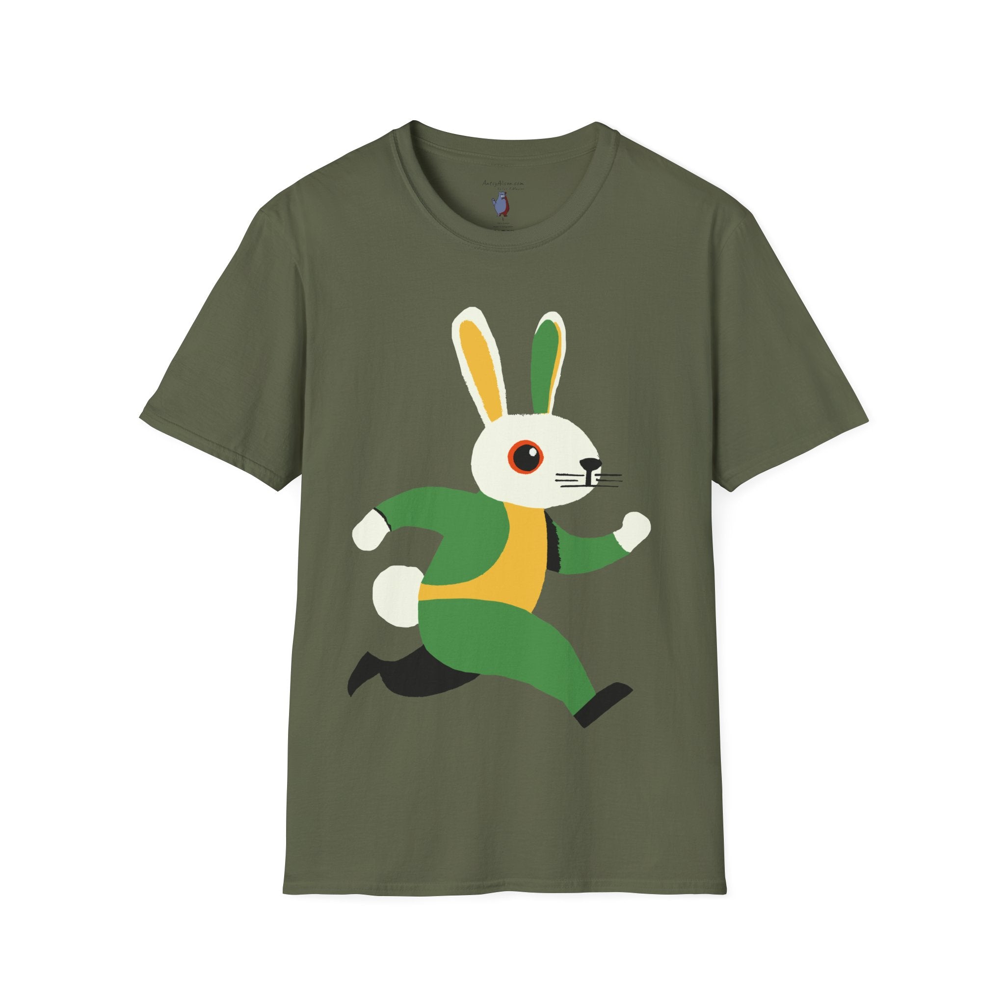 Midwest Modern Run Rabbit Run #1 - 100% Cotton Graphic Tee - animal lovers, rabbit, bunny, easter, spring