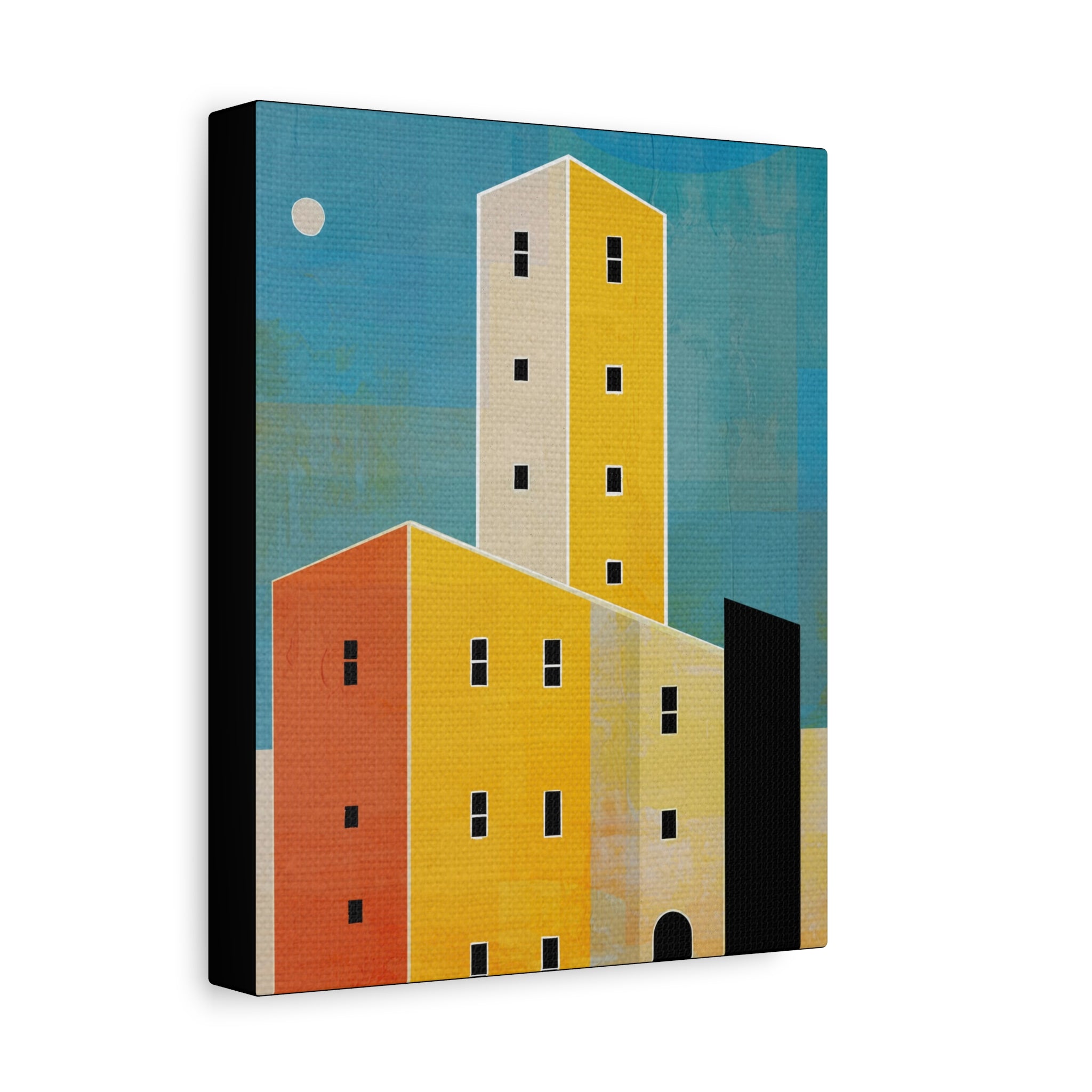 Midwest Modern Cityscape in Blue Print - Matte Canvas, Stretched, 1.25" -  home decor, wall art, city, blue