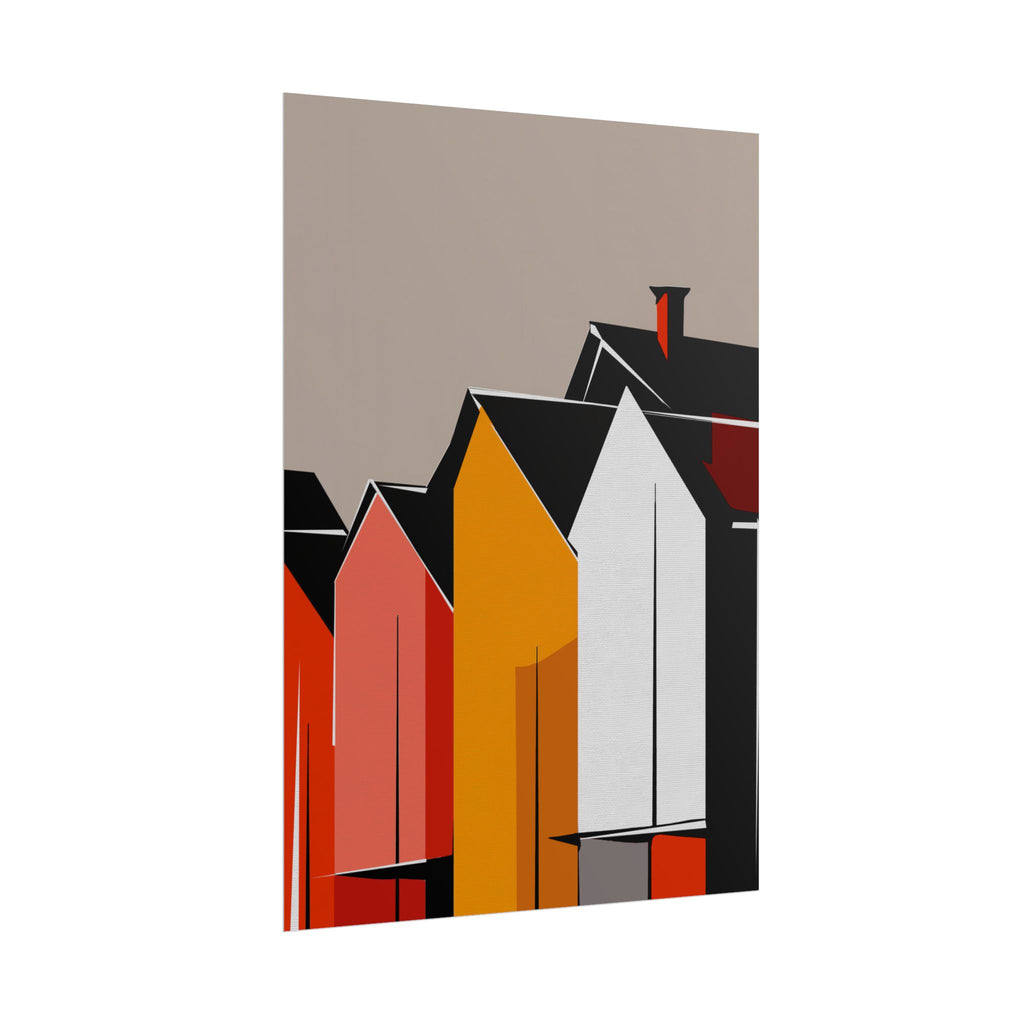 Mid Century Modern Inspired Houses Homes Art Print Rolled Poster | Wall Art, Midwest Mod, Prairie, Architecture