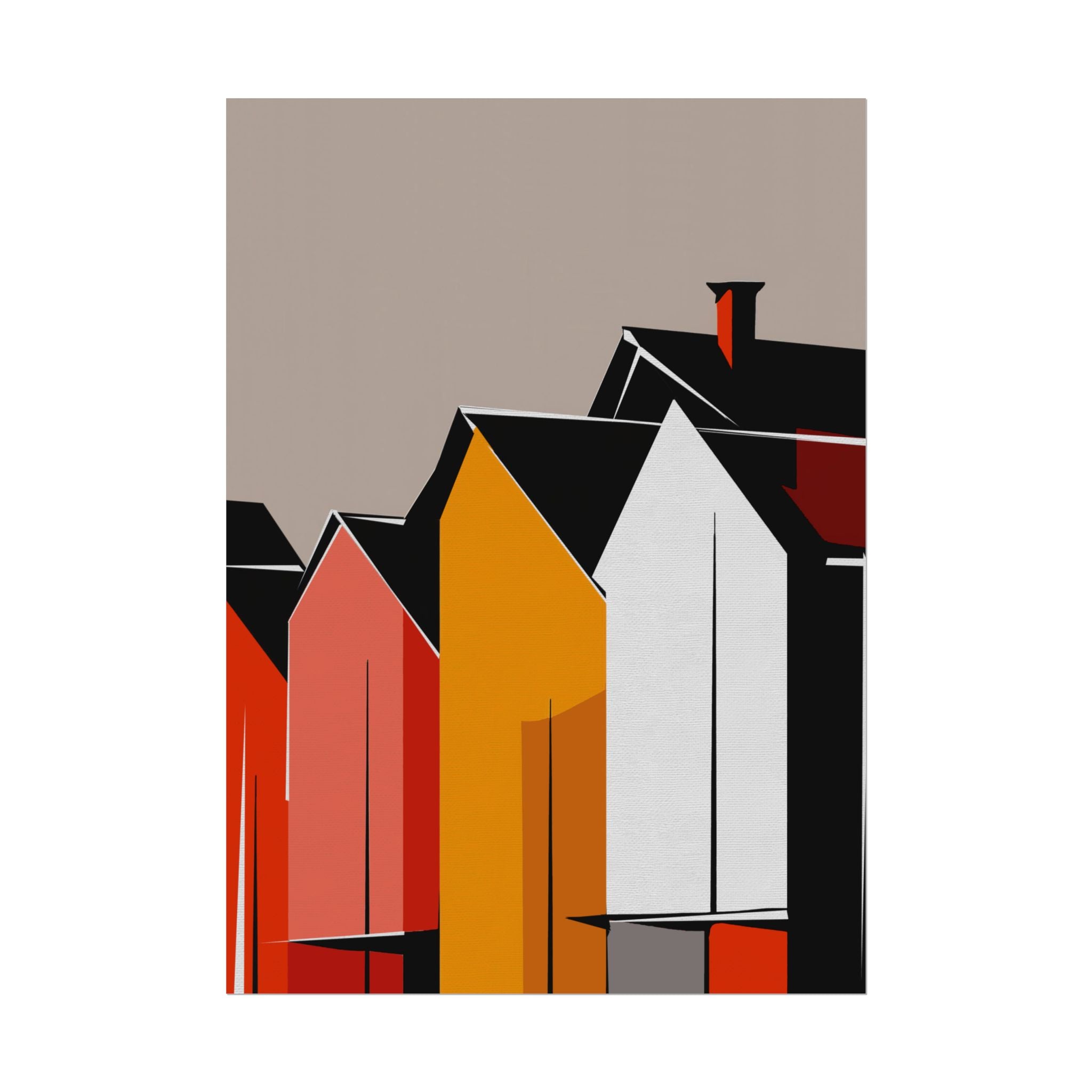 Mid Century Modern Inspired Houses Homes Art Print Rolled Poster | Wall Art, Midwest Mod, Prairie, Architecture