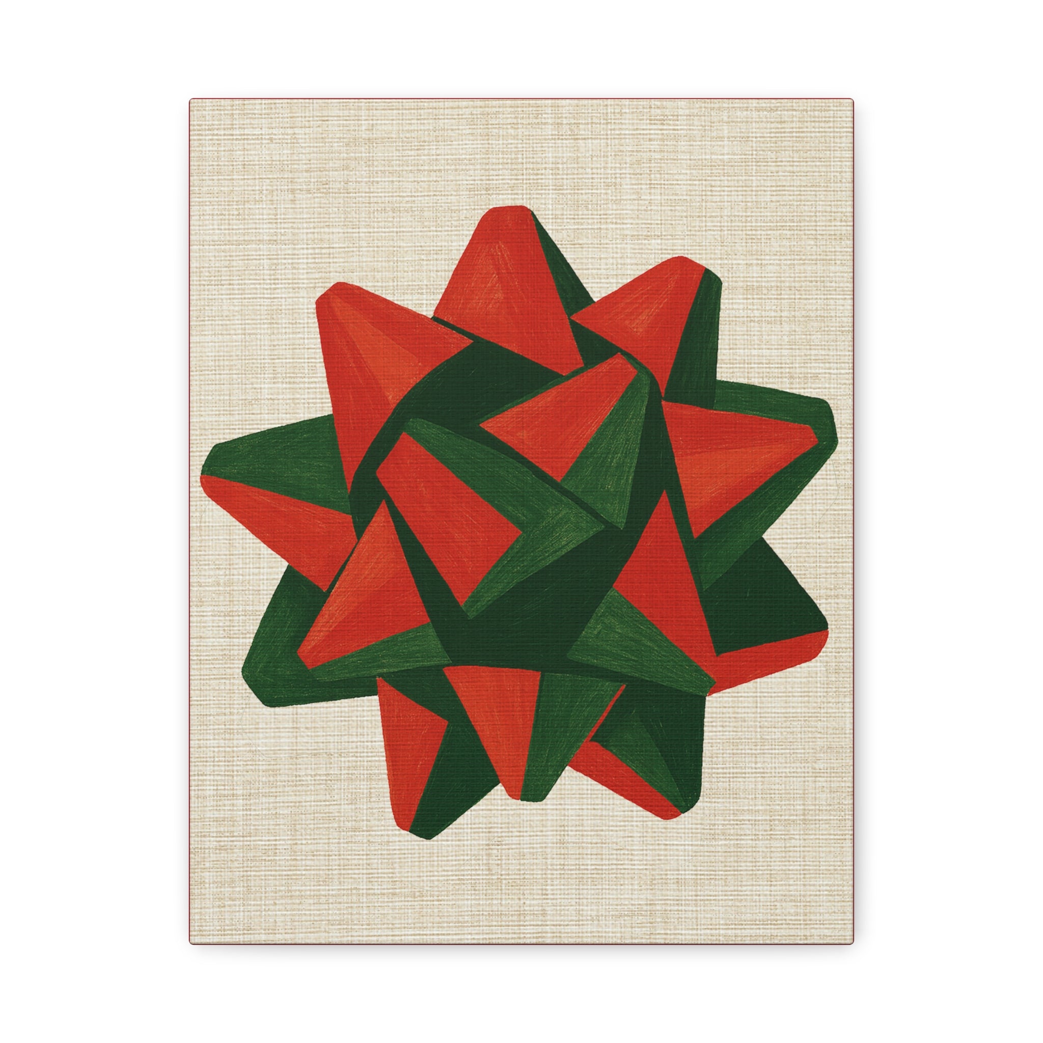 Midwest Mod Seasonal Christmas Art Print - Pop Art Package Bow - Matte Canvas, Stretched, 1.25"