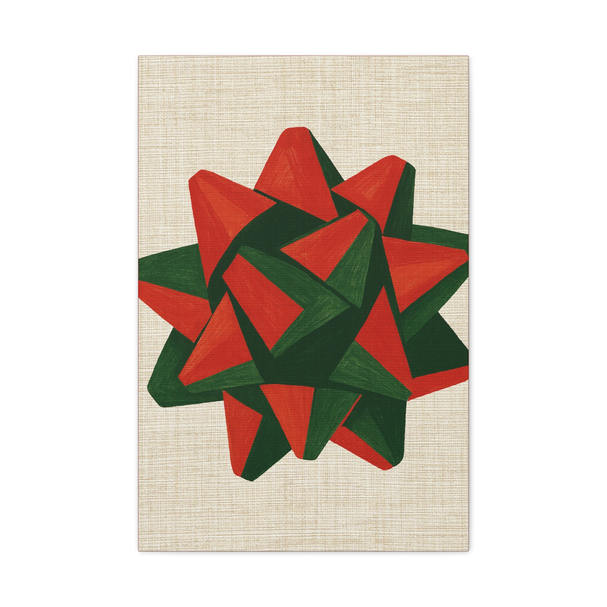 Midwest Mod Seasonal Christmas Art Print - Pop Art Package Bow - Matte Canvas, Stretched, 1.25"