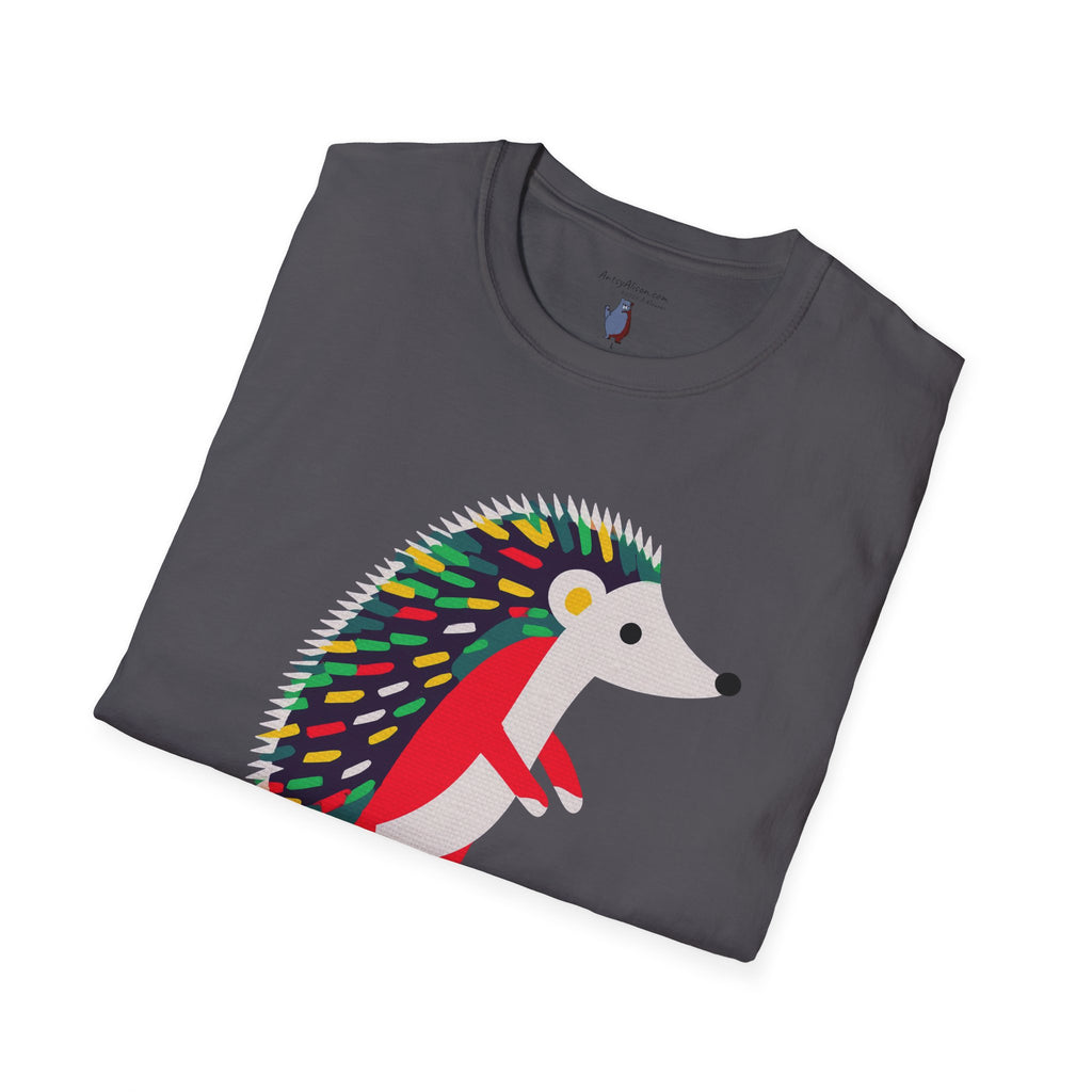 Midwest Modern Pop Icon Cutest Little Hedgehog - 100% Cotton Graphic Tee - animal lovers, cute, hedgehog, red