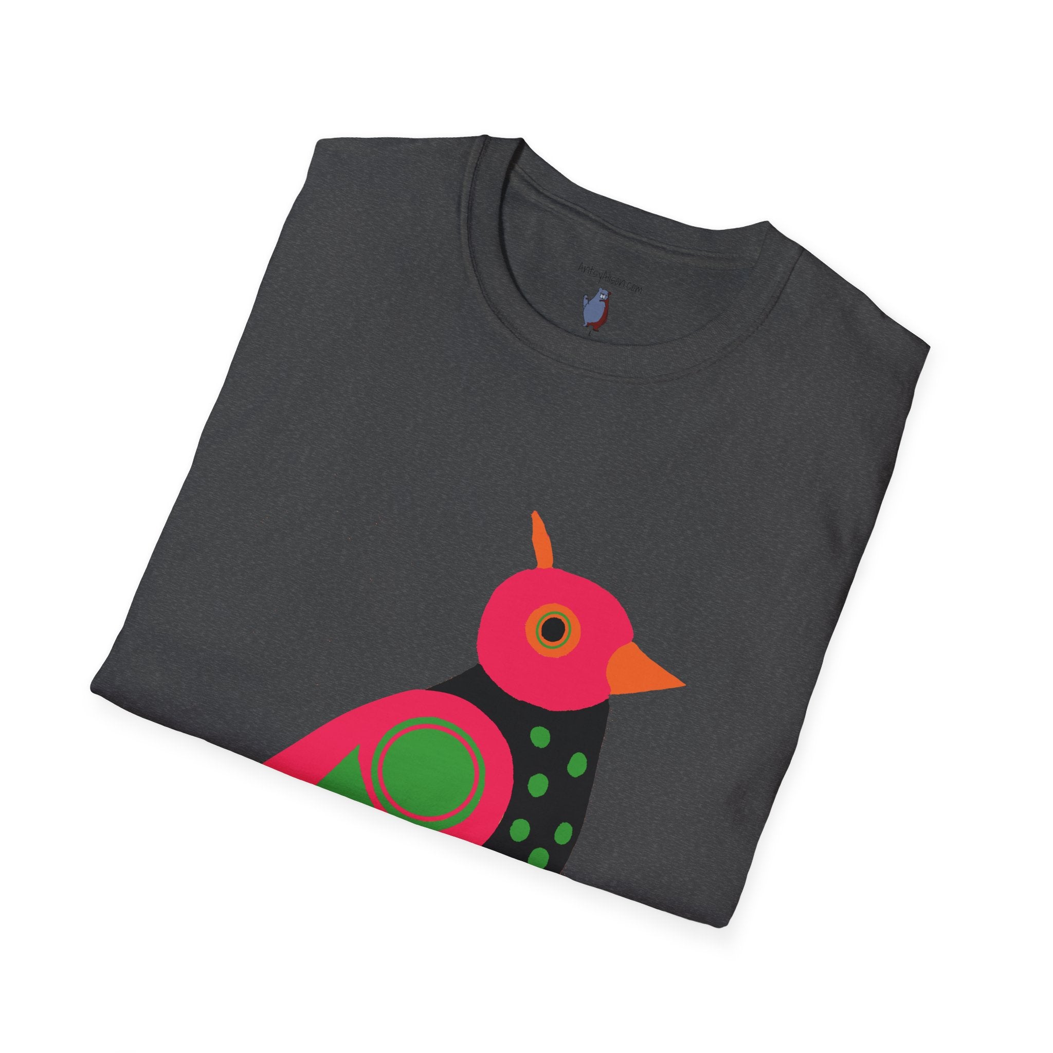 Midwest Modern Serious Pink & Black Bird Art Tee - 100% Cotton T-Shirt