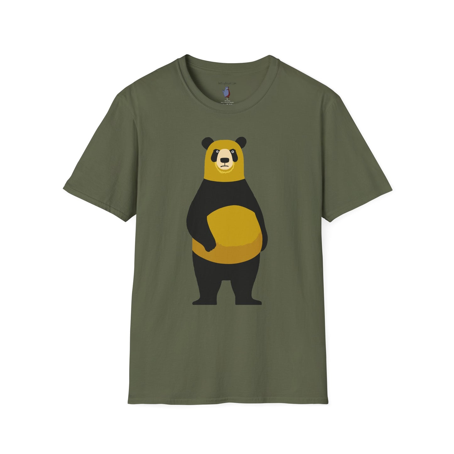 Yellow and Black Bear Number 5 Graphic Art - 100% Cotton T-Shirt