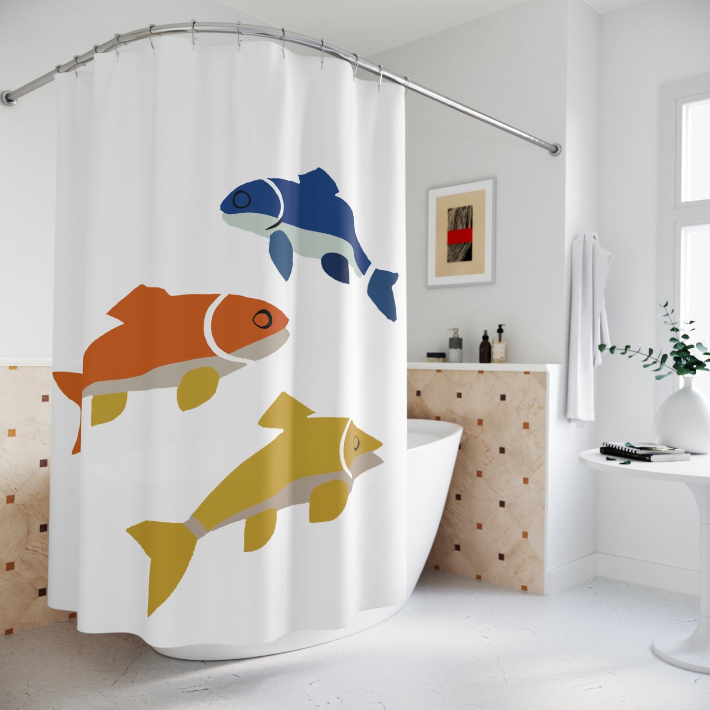 Leaping Colorful Salmon Shower Curtain