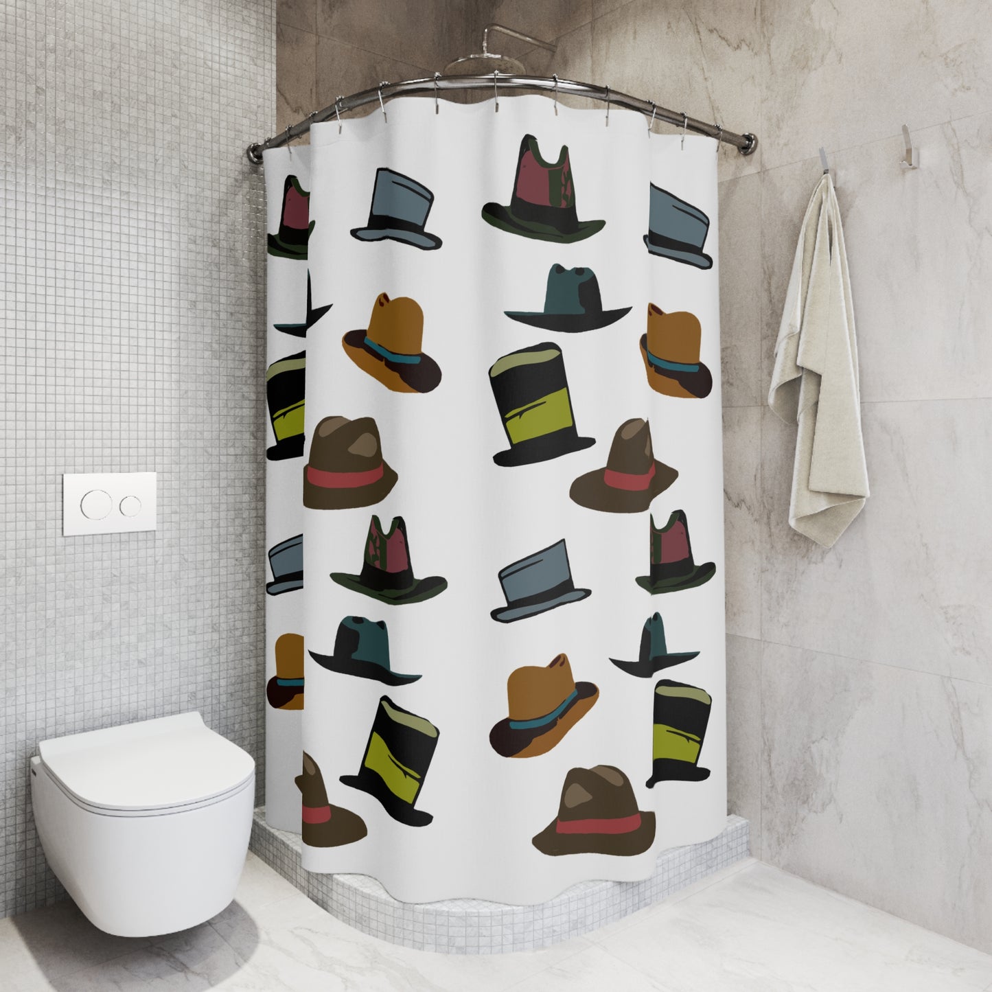 Vintage Mens Hat Graphic Art Shower Curtain