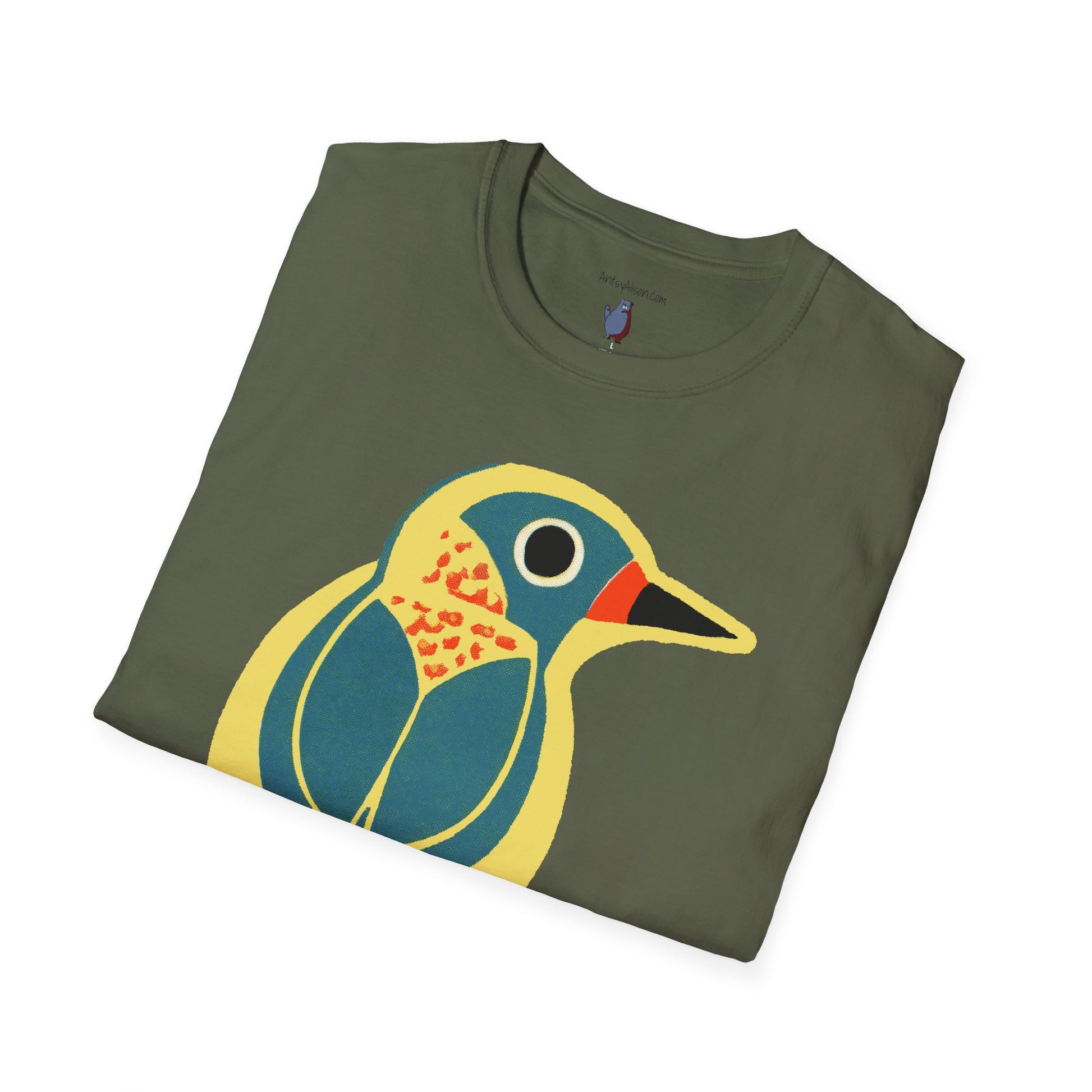 Retro BlueBird Graphic Art Tee - 100% Cotton T-Shirt