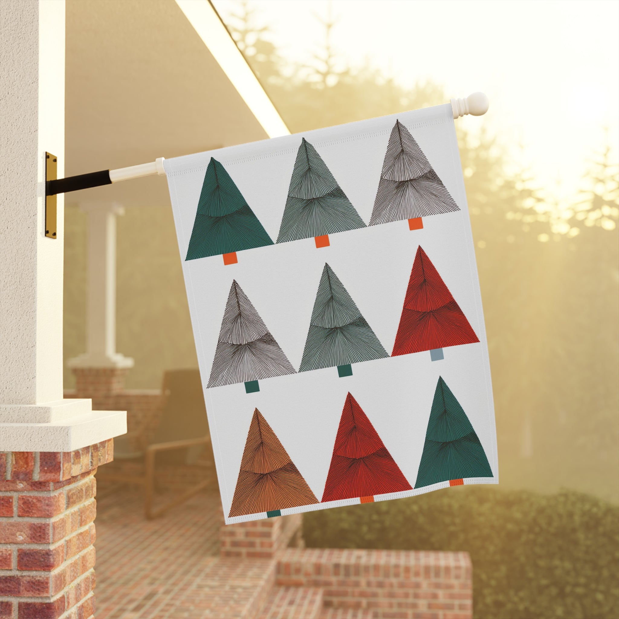 Seasonal Christmas Midwest Mod Trees in a Row Outdoor House Flag Garden Banner