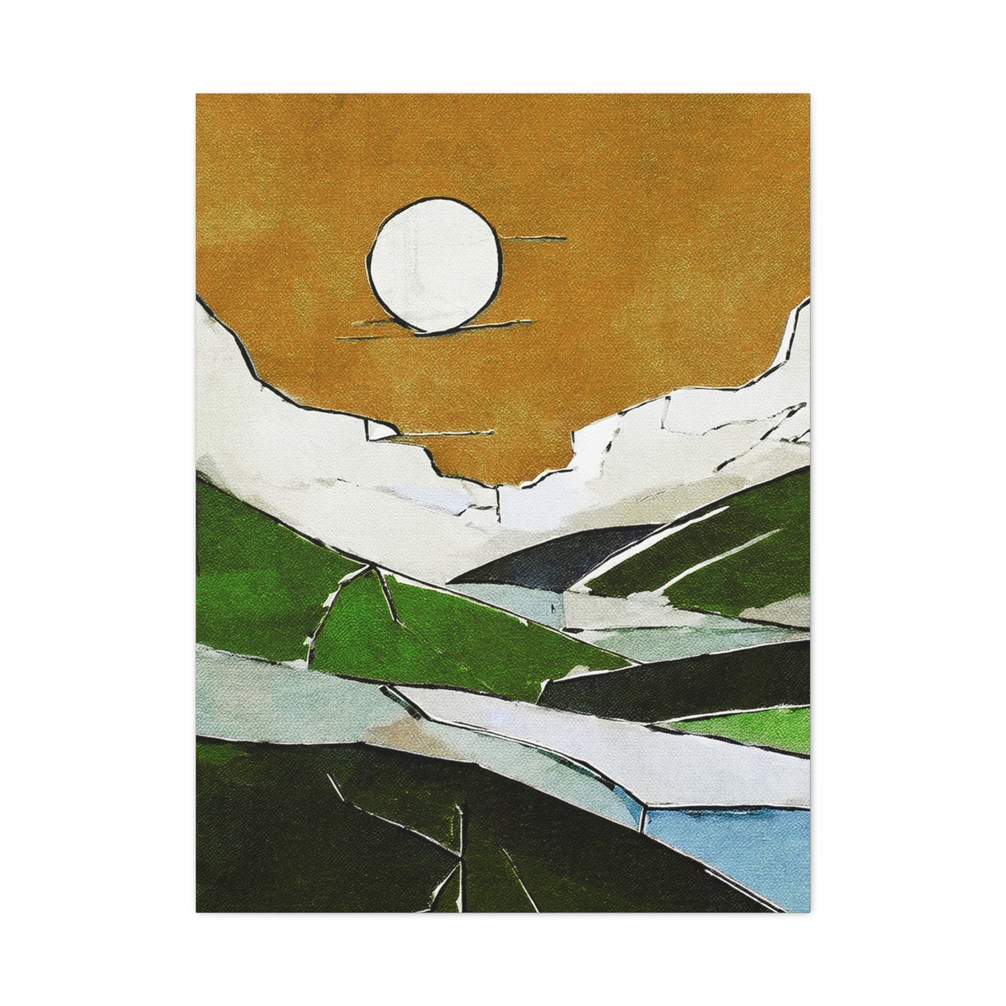 Mid Century Modern Inspired Prairie Landscape Graphic Art Print - Matte Canvas, Stretched, 1.25"