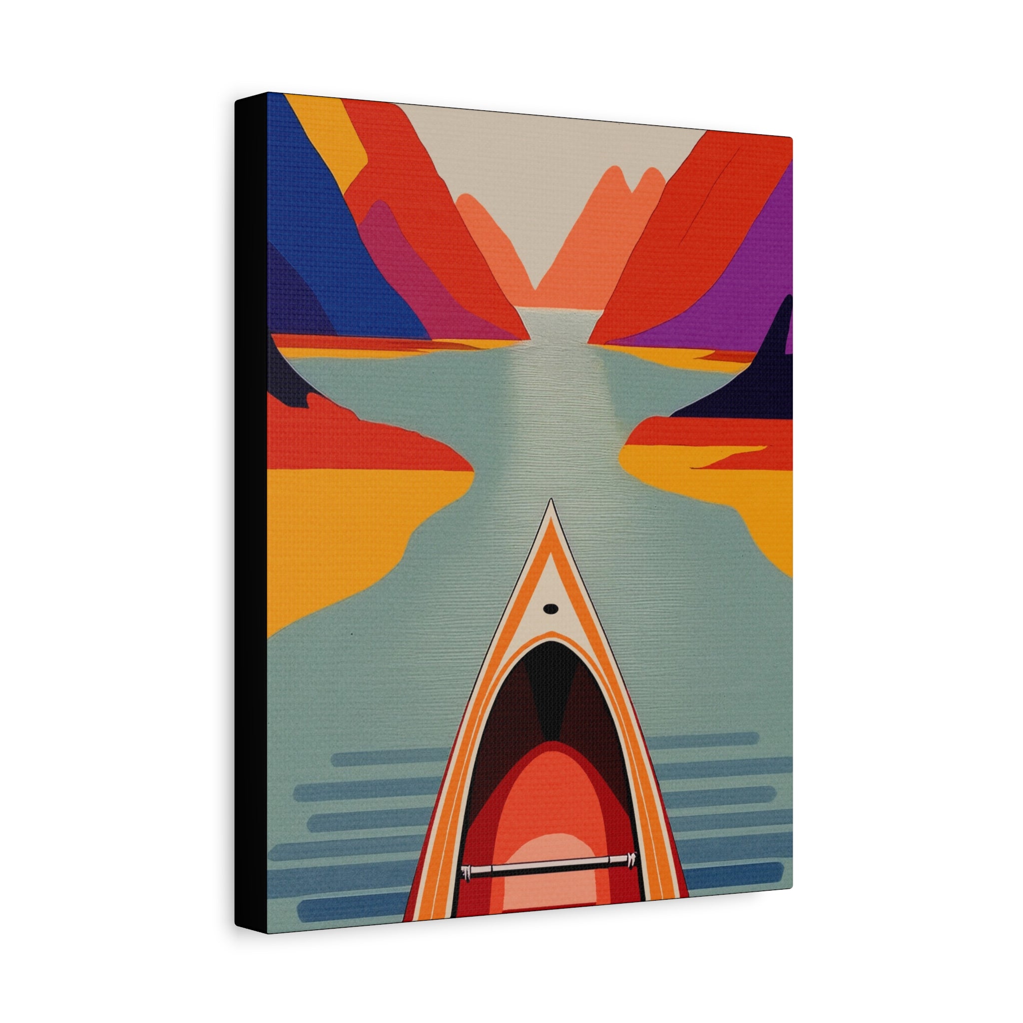 Midwest Modern Outdoor Activity Canoe Art Print - Matte Canvas, Stretched, 1.25"