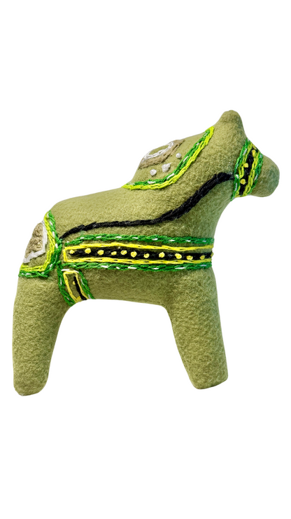 One of a Kind Embroidered Dala Horse Art Textile Plush Decor