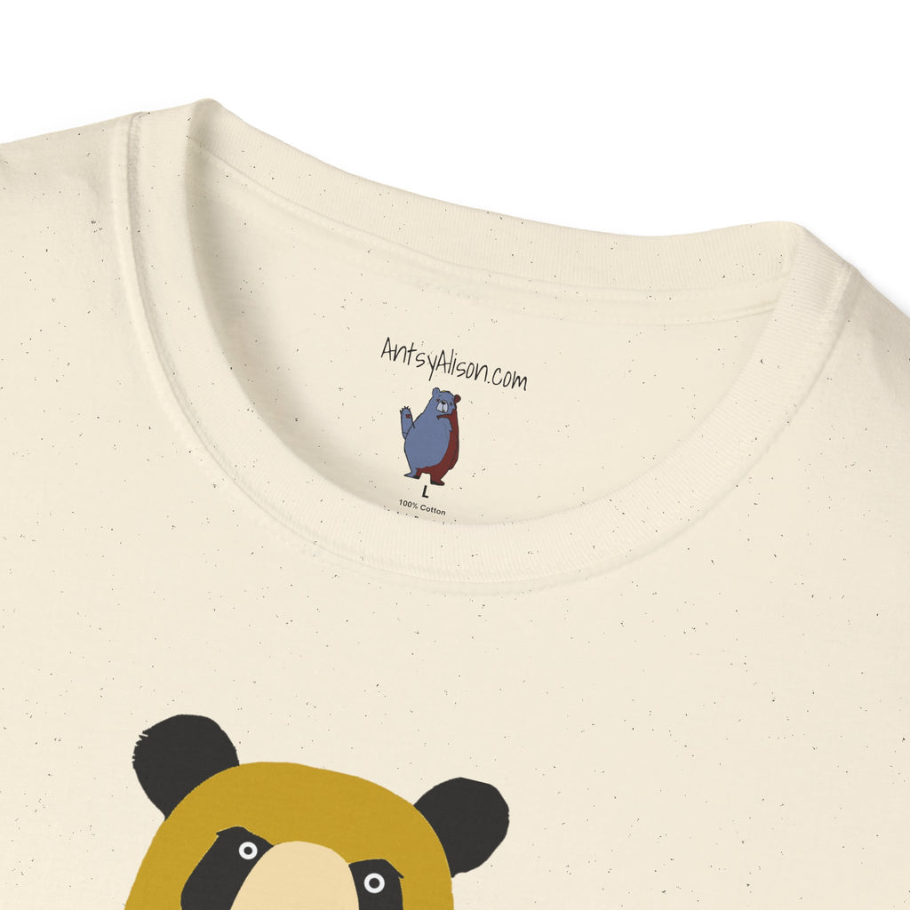 Yellow and Black Bear Number 5 Graphic Art - 100% Cotton T-Shirt