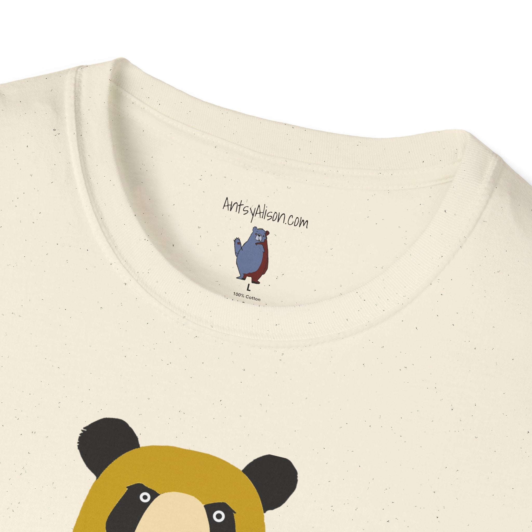 Yellow and Black Bear Number 5 Graphic Art - 100% Cotton T-Shirt