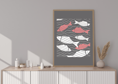 Canvas Art Print - Mod School of Fish