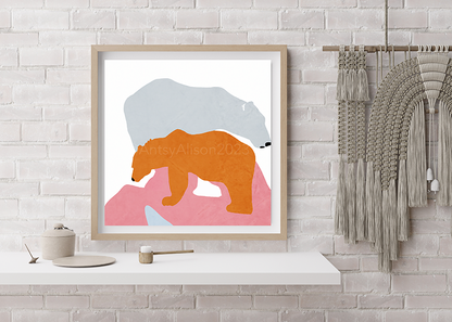 Canvas Art Print - Modern Graphic Polar Bears