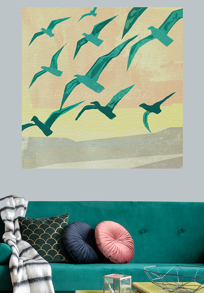 Canvas Art Print - Danish Modern Style Bird Art Print