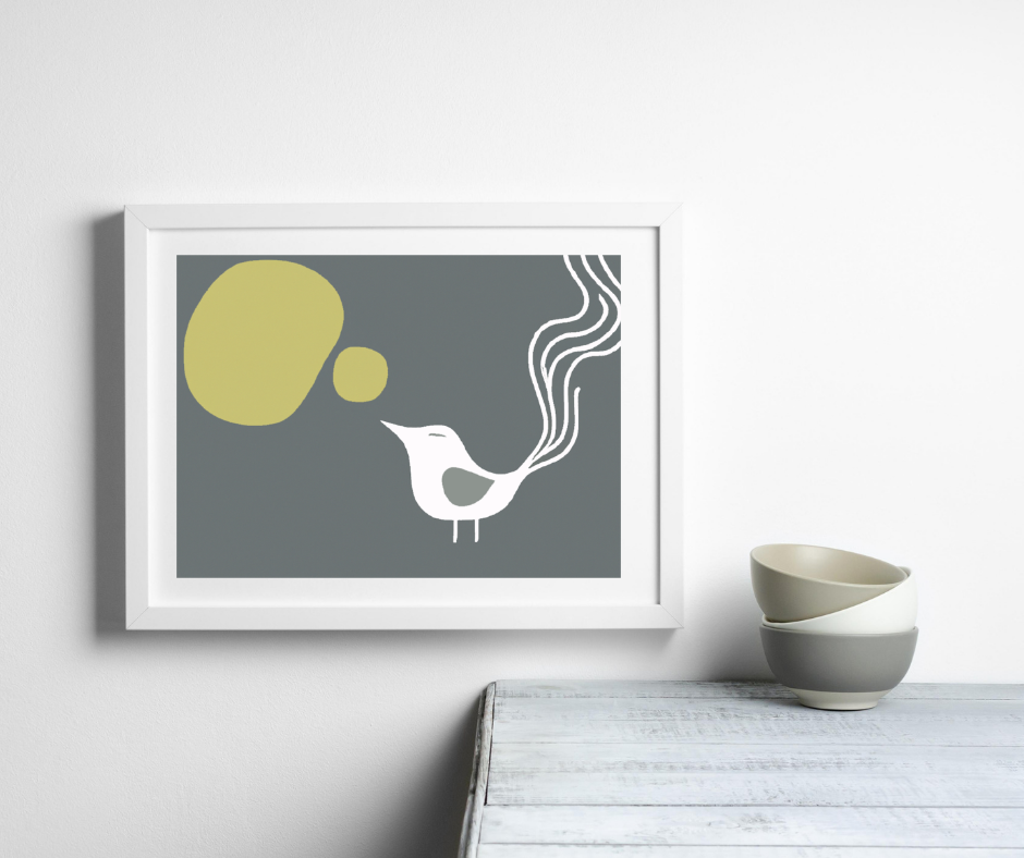 Canvas Art Print - Mid Century Modern Style Bird Art Print