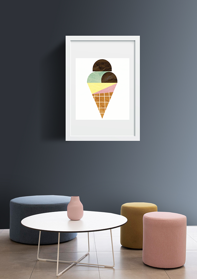 Canvas Art Print - Graphic MCM Pop Style Ice Cream Cone