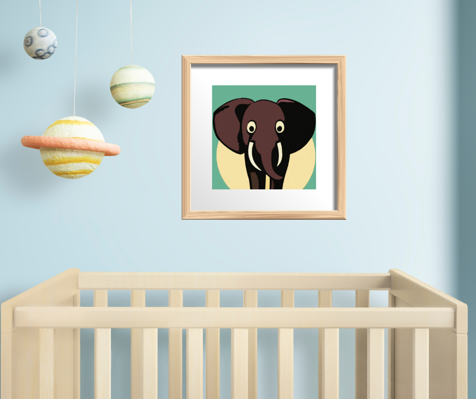 Canvas Art Print - Mid Century Modern Retro Pop Vibe Elephant