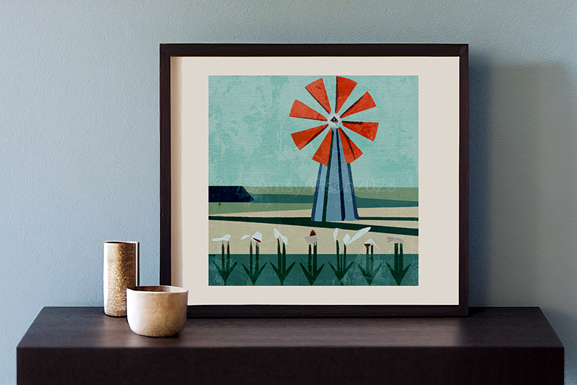 Canvas Art Print - Danish Modern Style Windmill Landscape