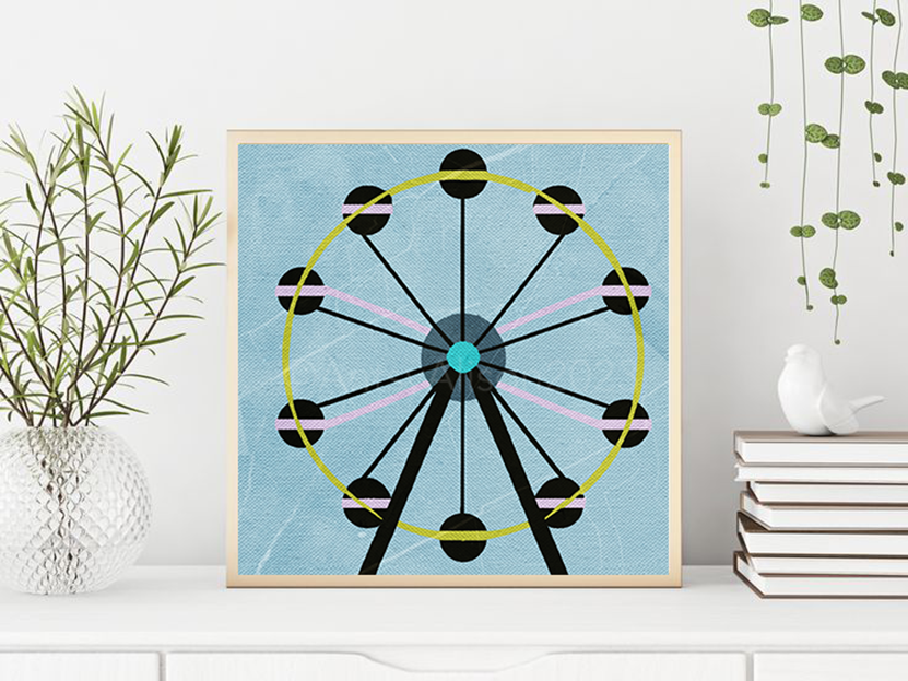 Canvas Art Print - Graphic Pop Art Style Ferris Wheel