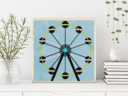 Canvas Art Print - Graphic Pop Art Style Ferris Wheel