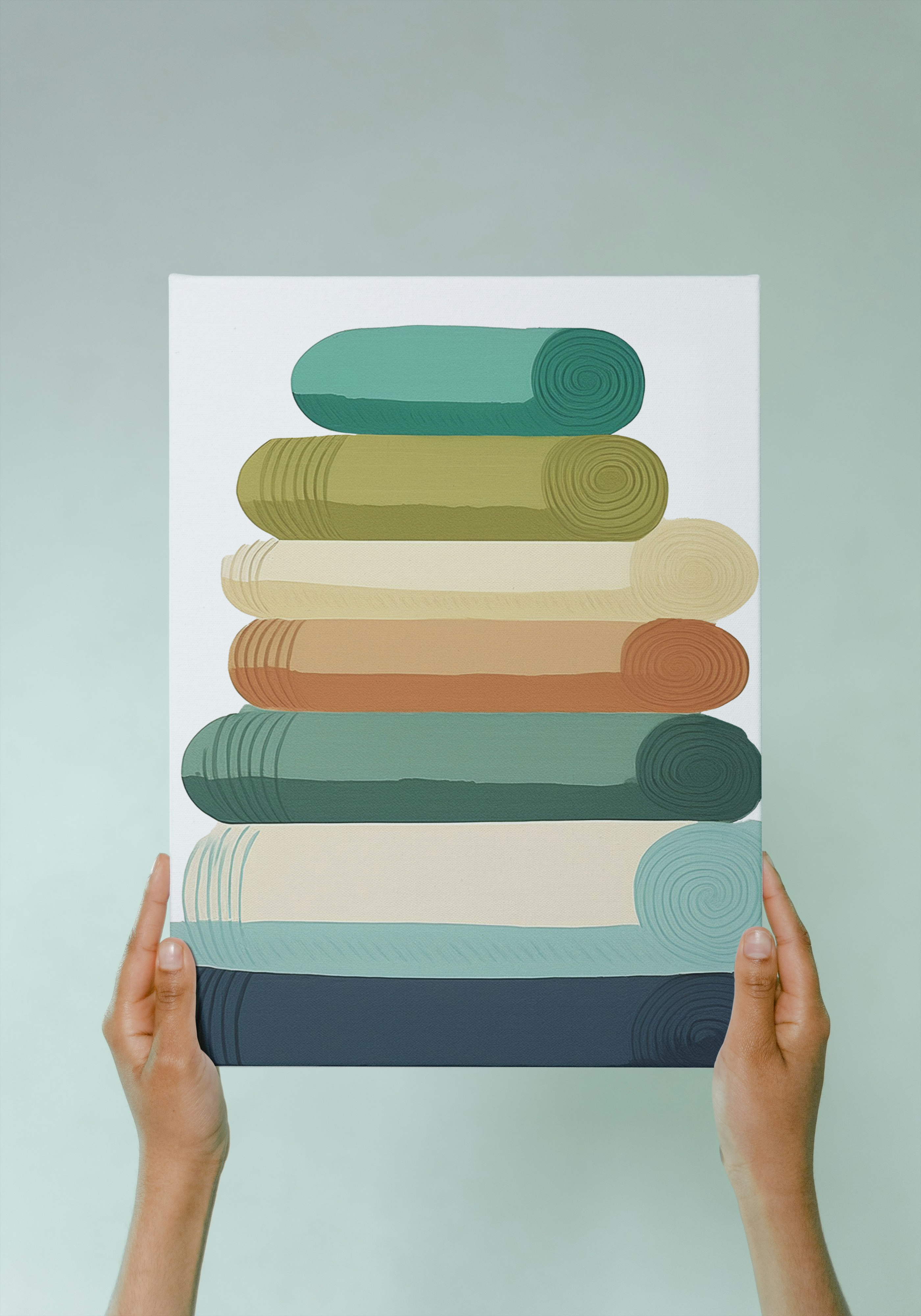 Retro Inspired Bath Towel Illustration Graphic Art Print Canvas Gallery Wrap