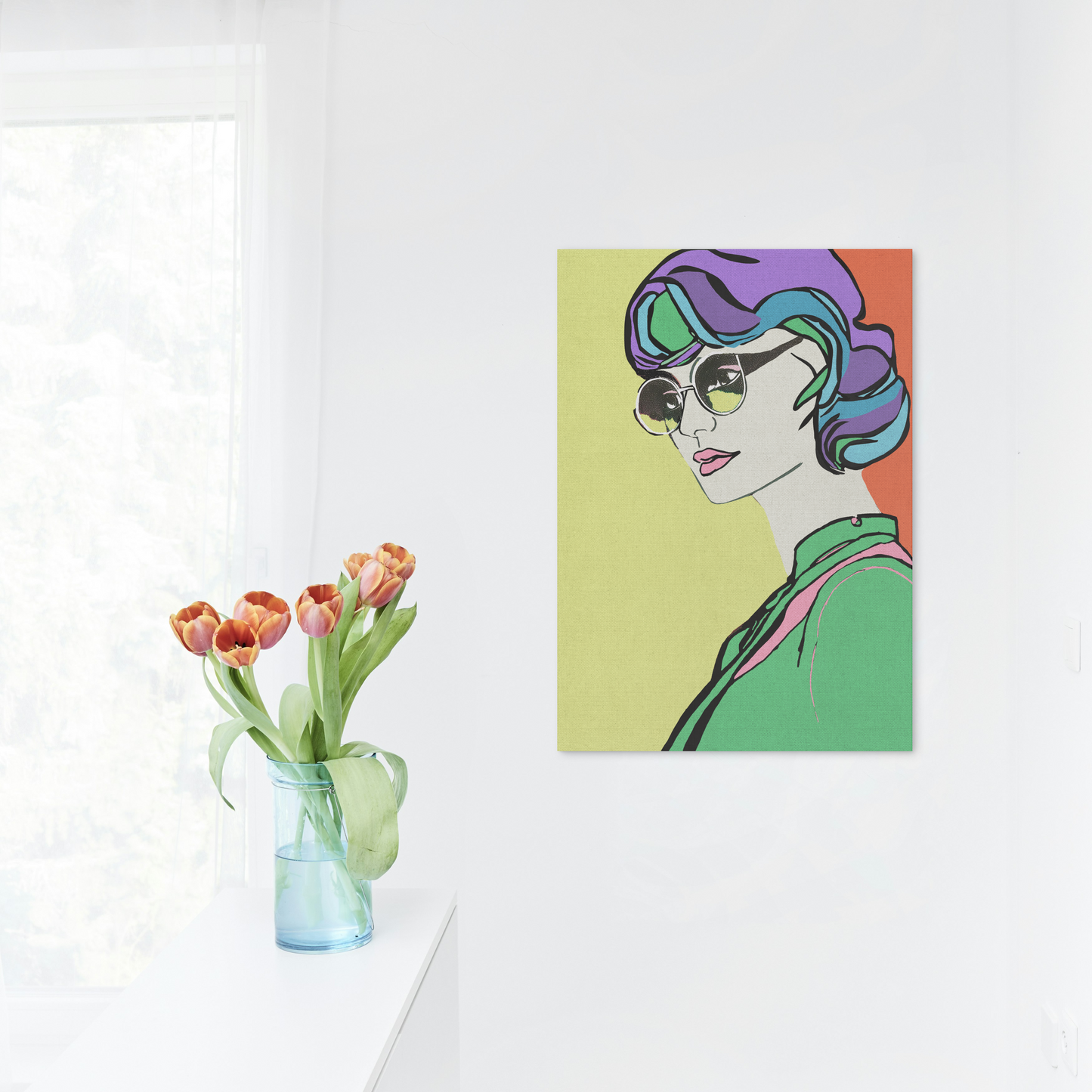 Dreamy Woman No. 2 Modern Graphic Art Print - Matte Canvas, Stretched, 1.25"