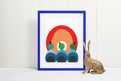 Modern Graphic Art Print Primary Spring Chicks - Matte Canvas, Stretched, 1.25"