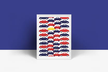 Cars Cars Cars Graphic Art Print- Matte Canvas, Stretched, 1.25"