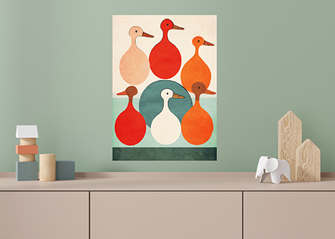 Danish Modern Inspired Bird Art Print - Matte Canvas, Stretched, 1.25"