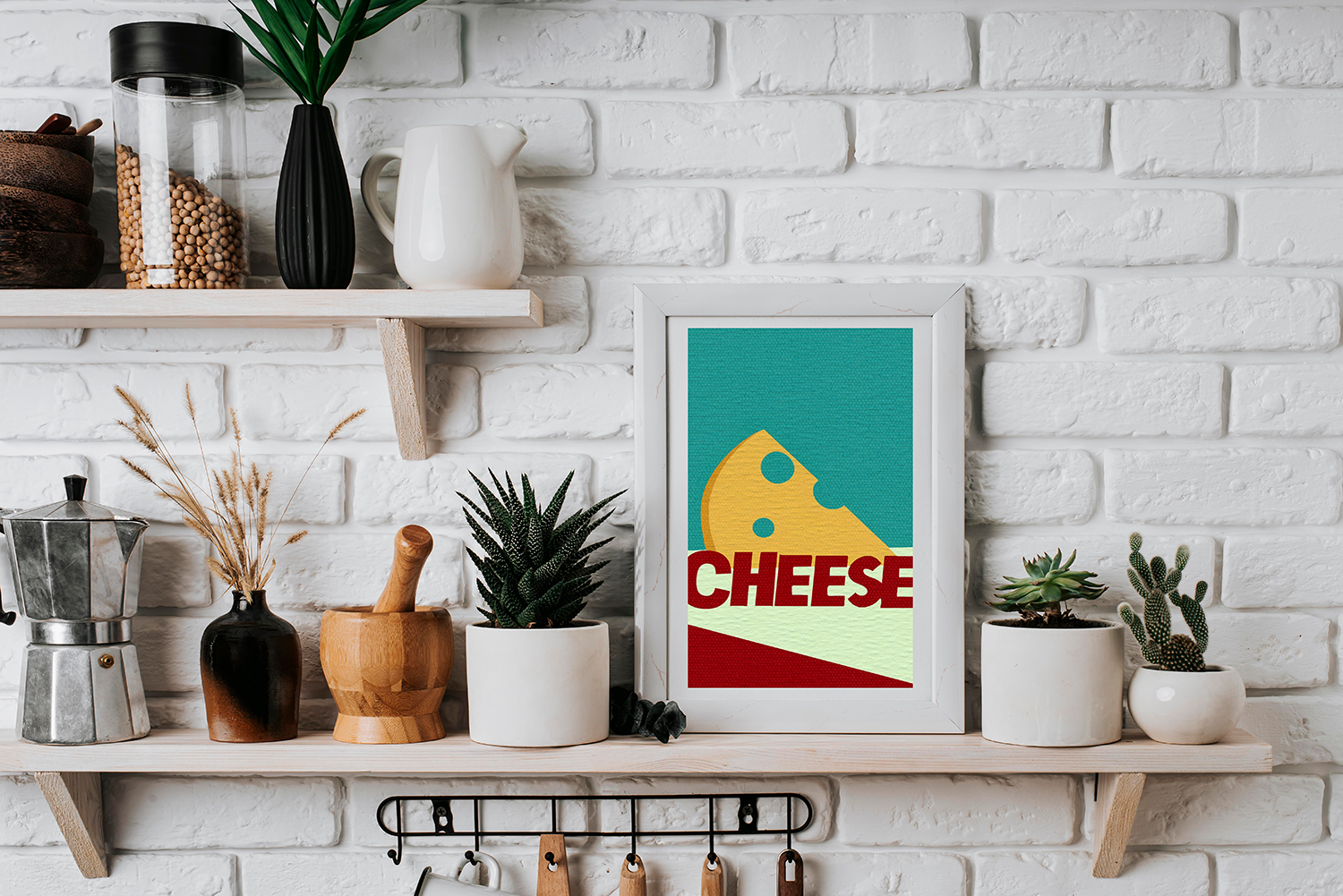 Pop Art Style CHEESE Art Text Print - Matte Canvas, Stretched, 1.25"