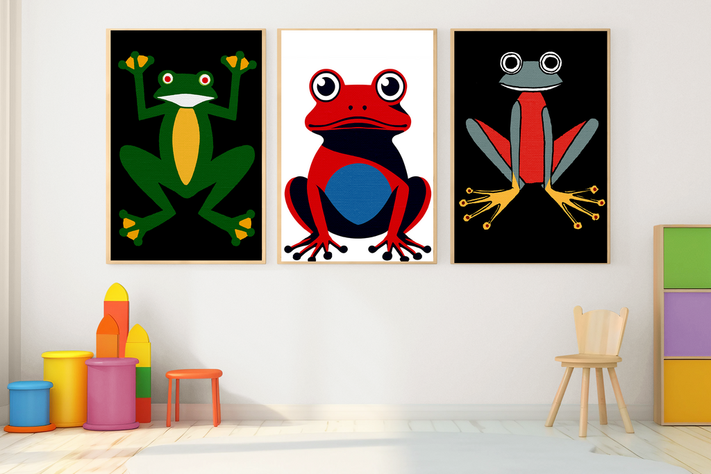 Midwest Modern Retro Inspired Frog Nursery Art Print - Matte Canvas, Stretched, 1.25"